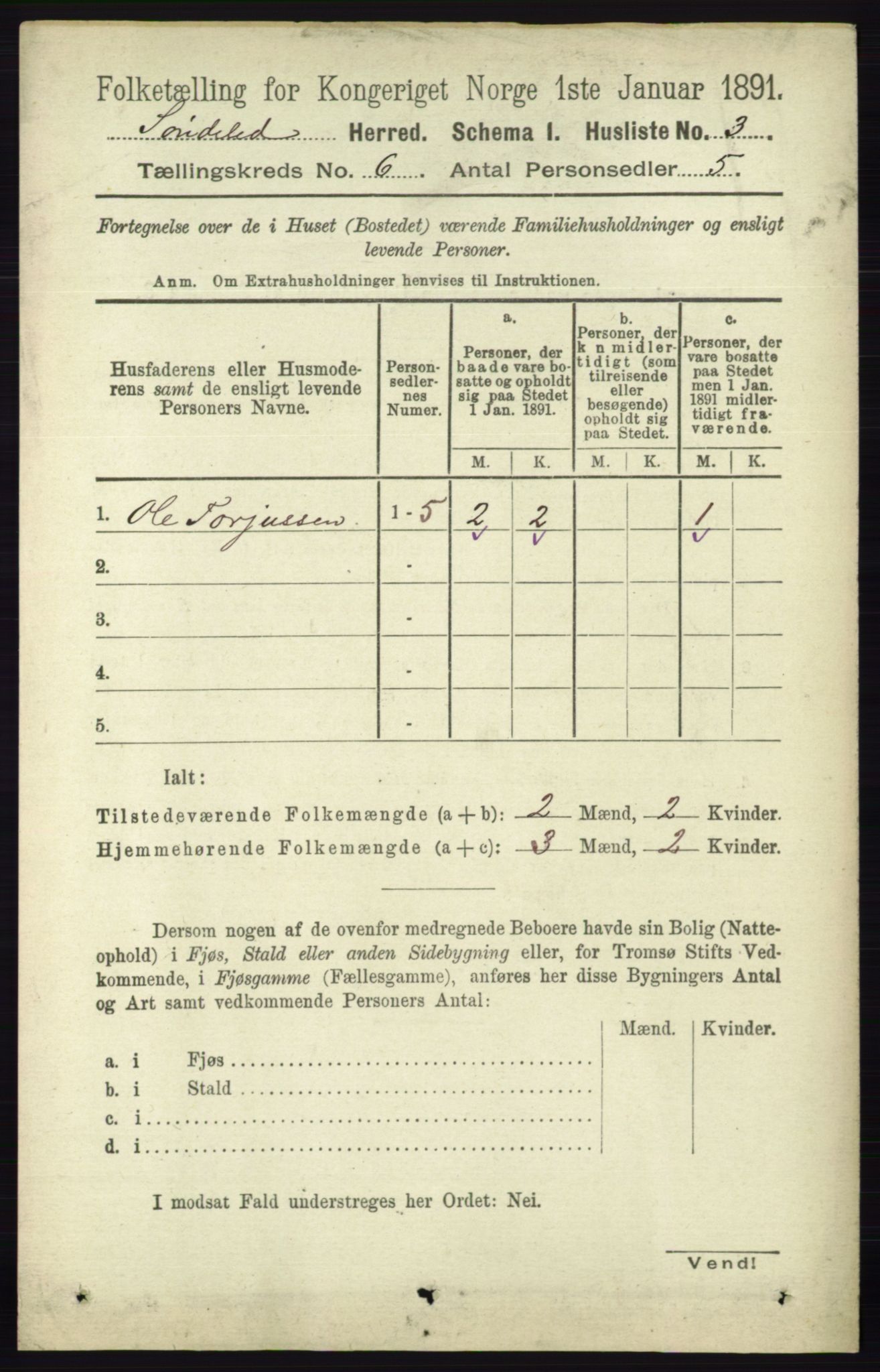 RA, 1891 census for 0913 Søndeled, 1891, p. 1744