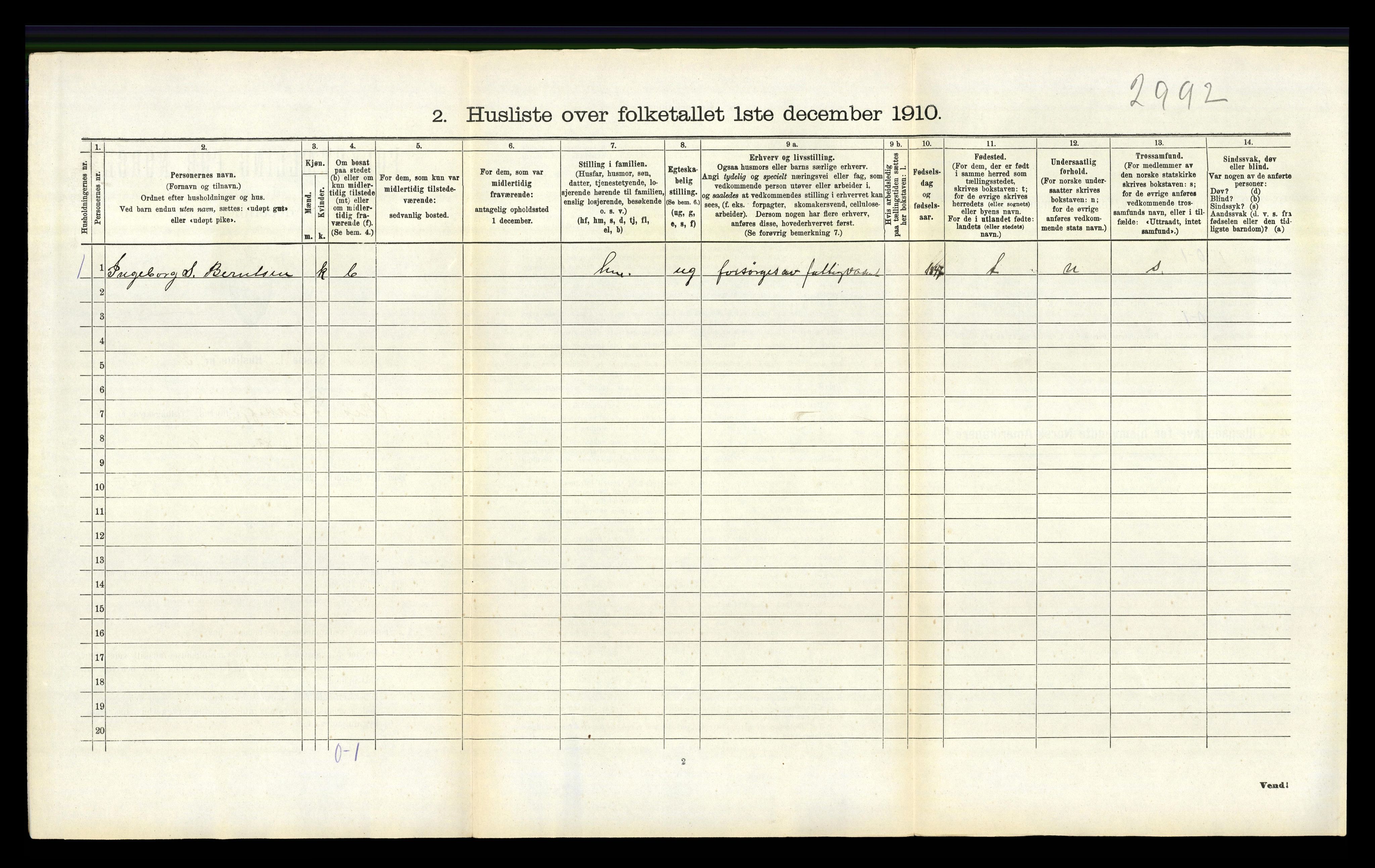 RA, 1910 census for Nes, 1910, p. 244