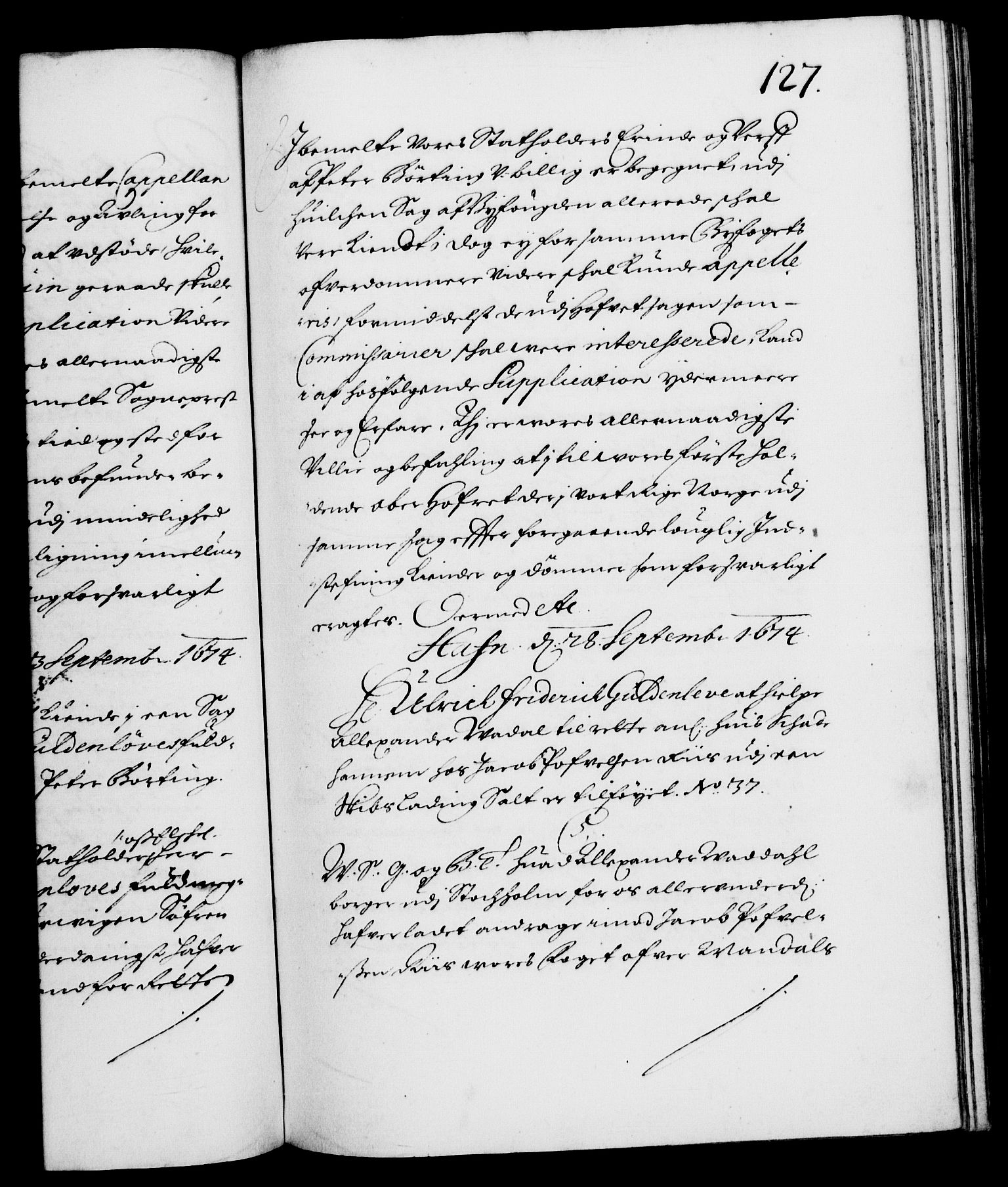 Danske Kanselli 1572-1799, AV/RA-EA-3023/F/Fc/Fca/Fcab/L0012: Norske tegnelser (mikrofilm), 1670-1683, p. 127a