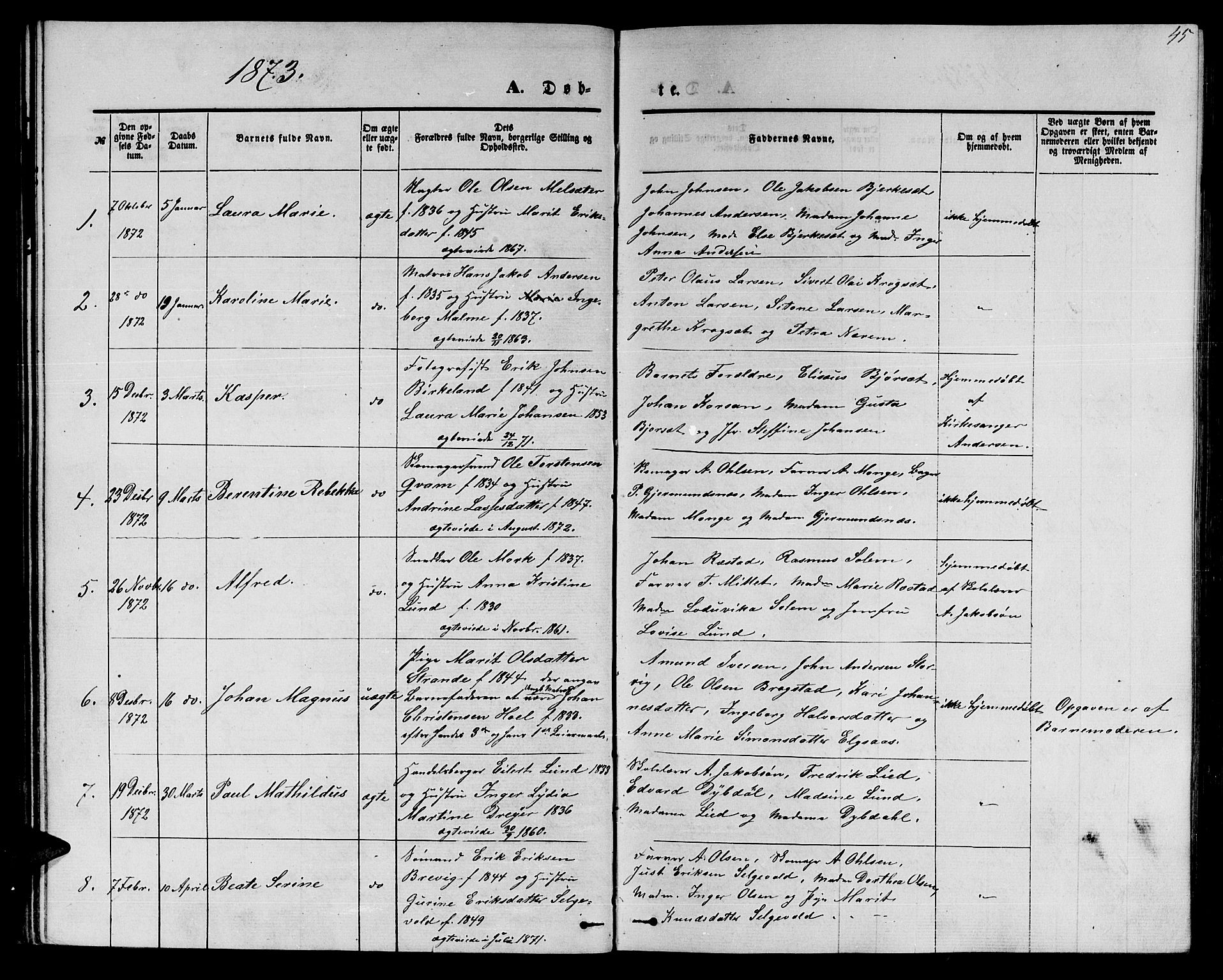 Ministerialprotokoller, klokkerbøker og fødselsregistre - Møre og Romsdal, AV/SAT-A-1454/558/L0701: Parish register (copy) no. 558C02, 1862-1879, p. 45