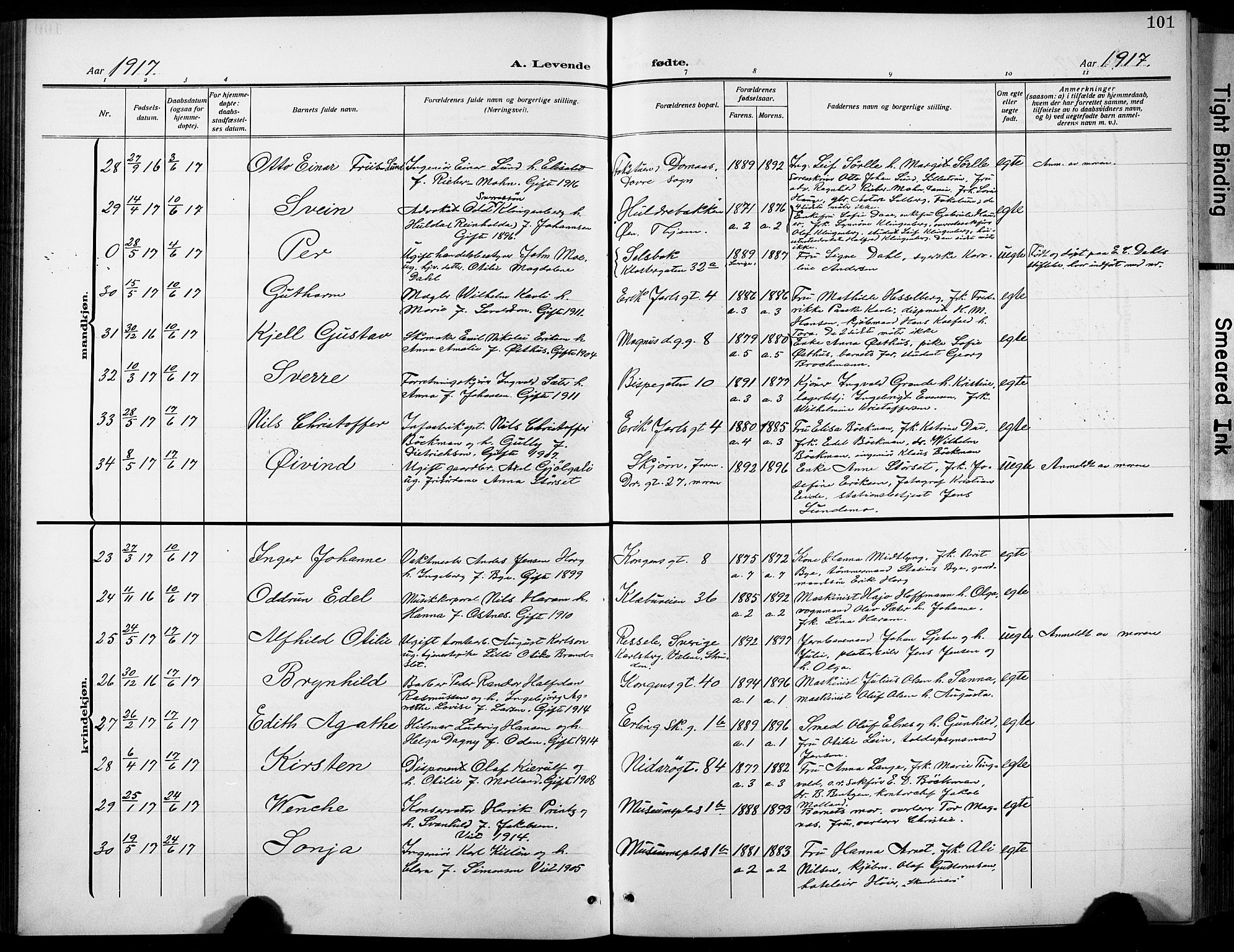 Ministerialprotokoller, klokkerbøker og fødselsregistre - Sør-Trøndelag, SAT/A-1456/601/L0096: Parish register (copy) no. 601C14, 1911-1931, p. 101
