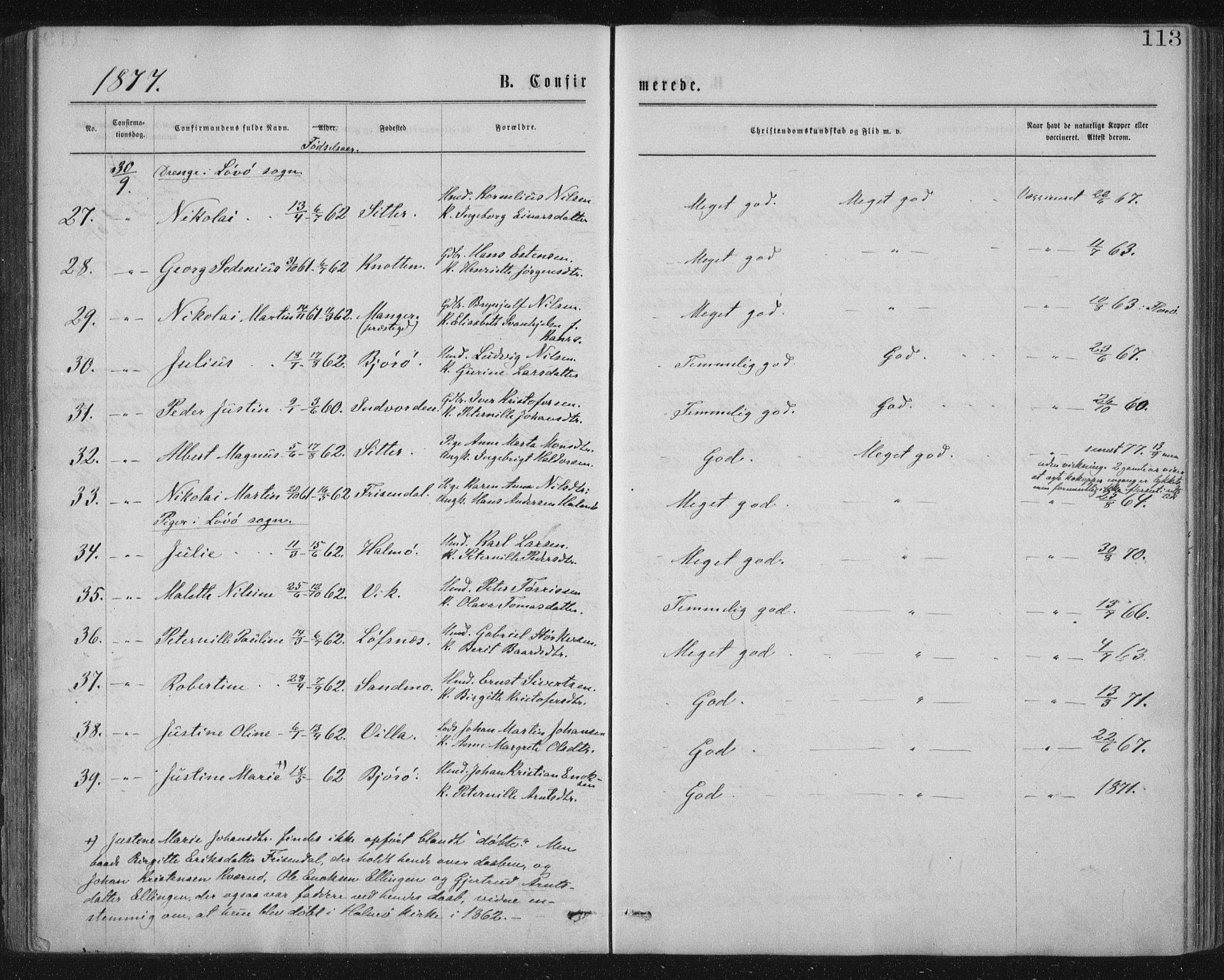 Ministerialprotokoller, klokkerbøker og fødselsregistre - Nord-Trøndelag, SAT/A-1458/771/L0596: Parish register (official) no. 771A03, 1870-1884, p. 113