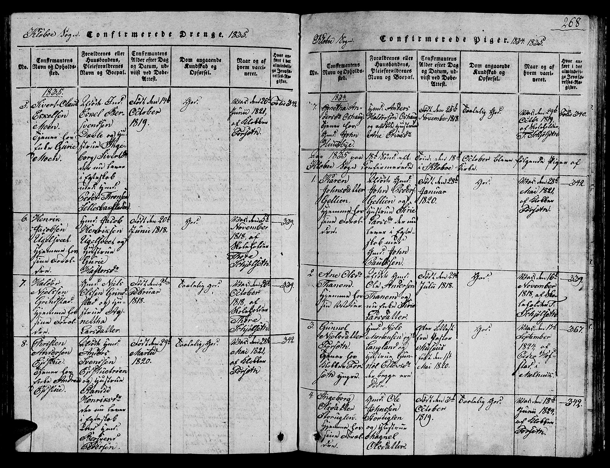 Ministerialprotokoller, klokkerbøker og fødselsregistre - Sør-Trøndelag, SAT/A-1456/618/L0450: Parish register (copy) no. 618C01, 1816-1865, p. 268
