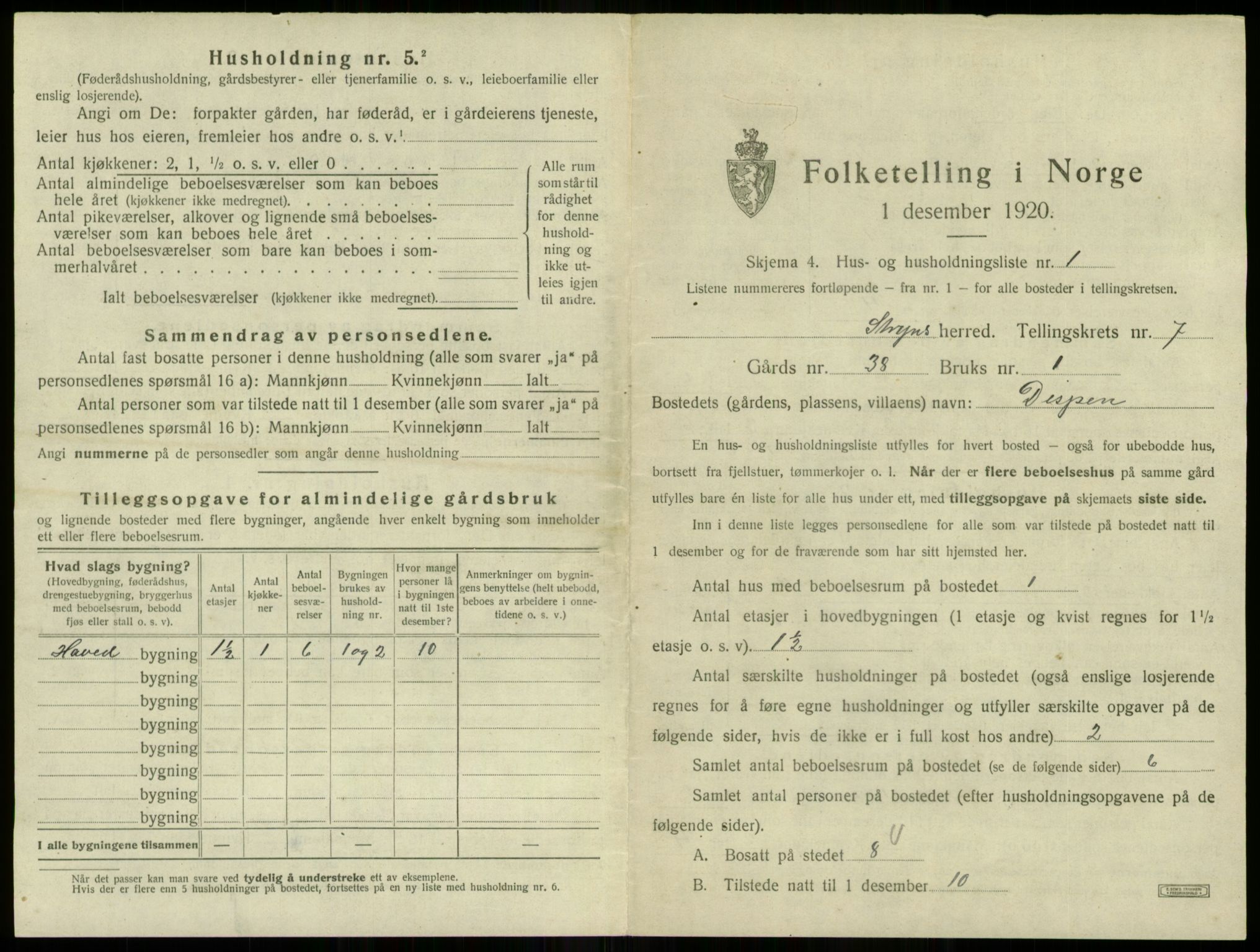 SAB, 1920 census for Stryn, 1920, p. 397