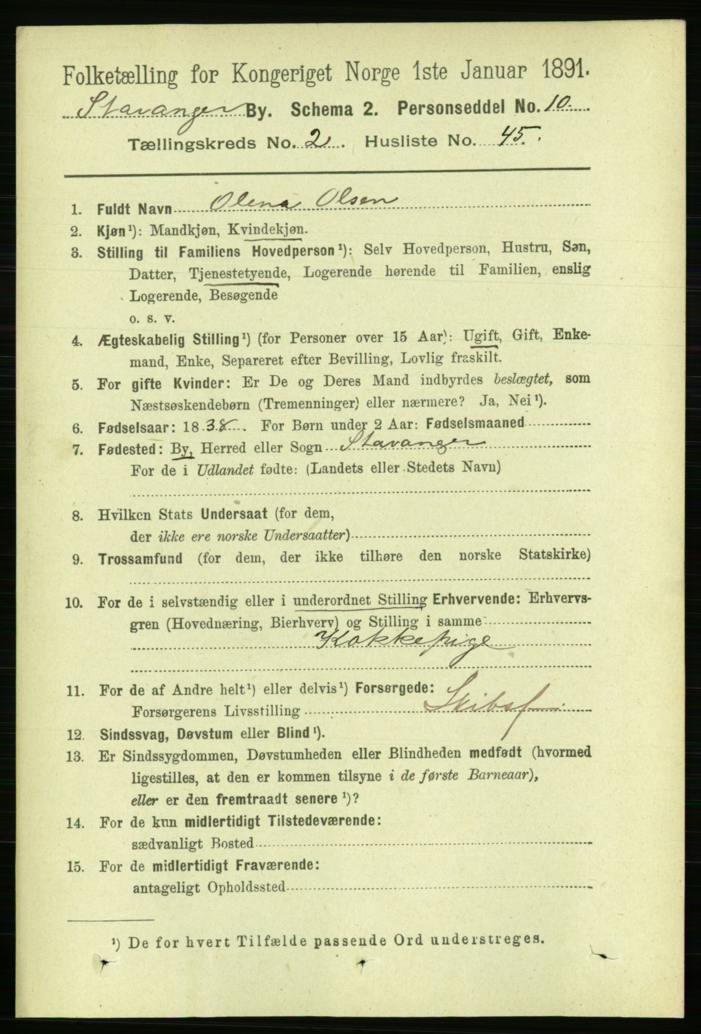 RA, 1891 census for 1103 Stavanger, 1891, p. 6271