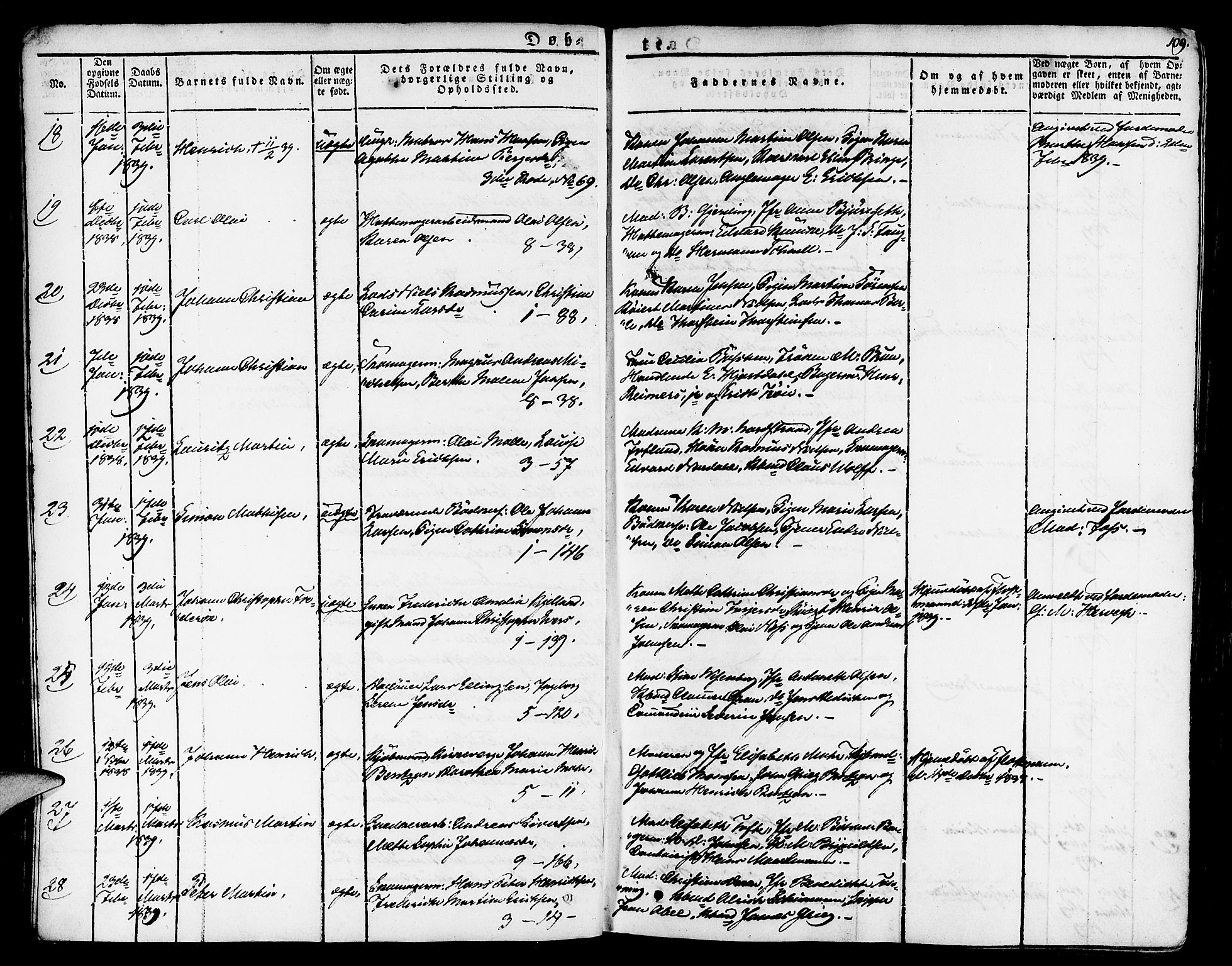 Nykirken Sokneprestembete, AV/SAB-A-77101/H/Haa/L0012: Parish register (official) no. A 12, 1821-1844, p. 109