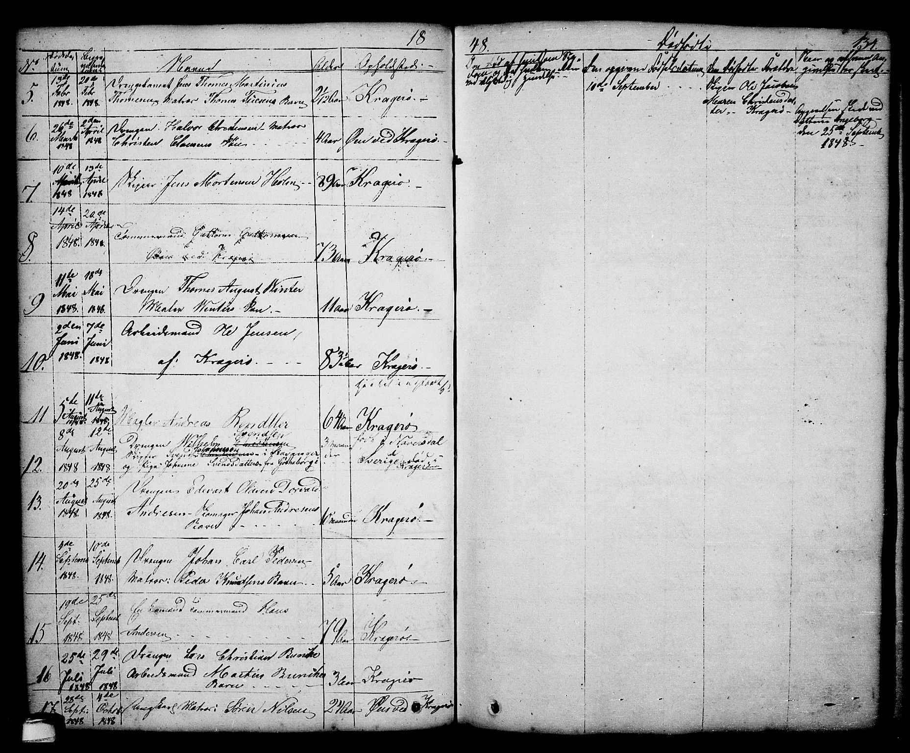 Kragerø kirkebøker, AV/SAKO-A-278/G/Ga/L0003: Parish register (copy) no. 3, 1832-1852, p. 134