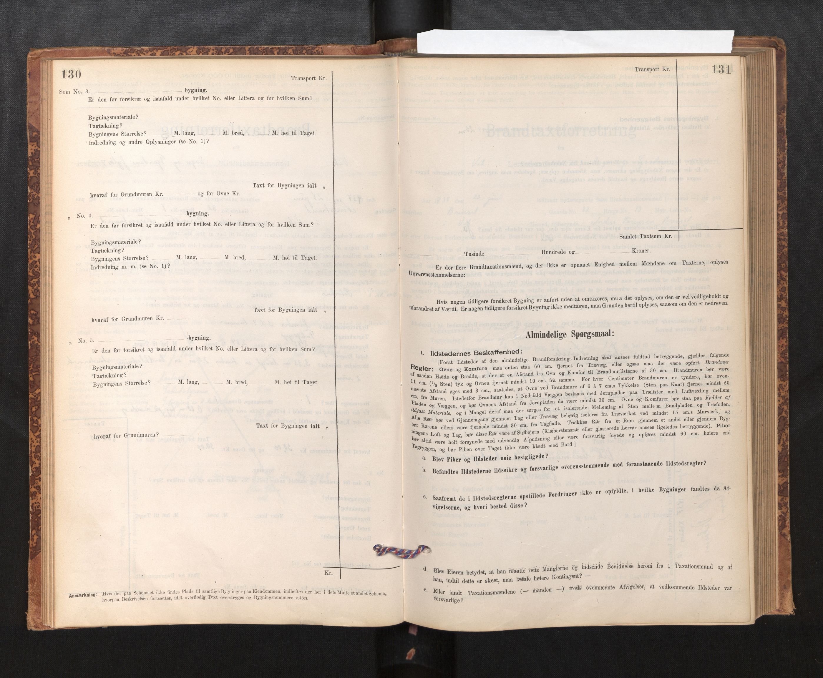 Lensmannen i Vik, SAB/A-30301/0012/L0006: Branntakstprotokoll, skjematakst, 1896-1949, p. 130-131
