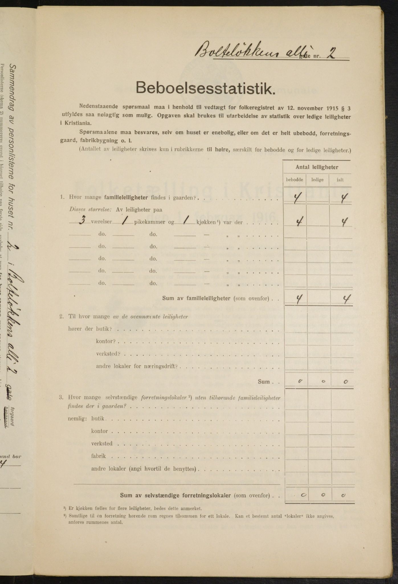 OBA, Municipal Census 1916 for Kristiania, 1916, p. 7662