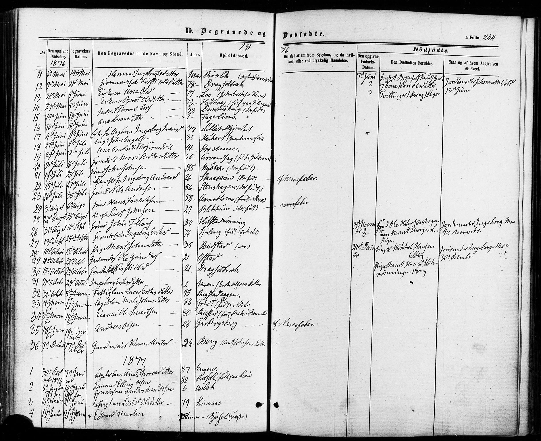Ministerialprotokoller, klokkerbøker og fødselsregistre - Sør-Trøndelag, SAT/A-1456/672/L0856: Parish register (official) no. 672A08, 1861-1881, p. 244