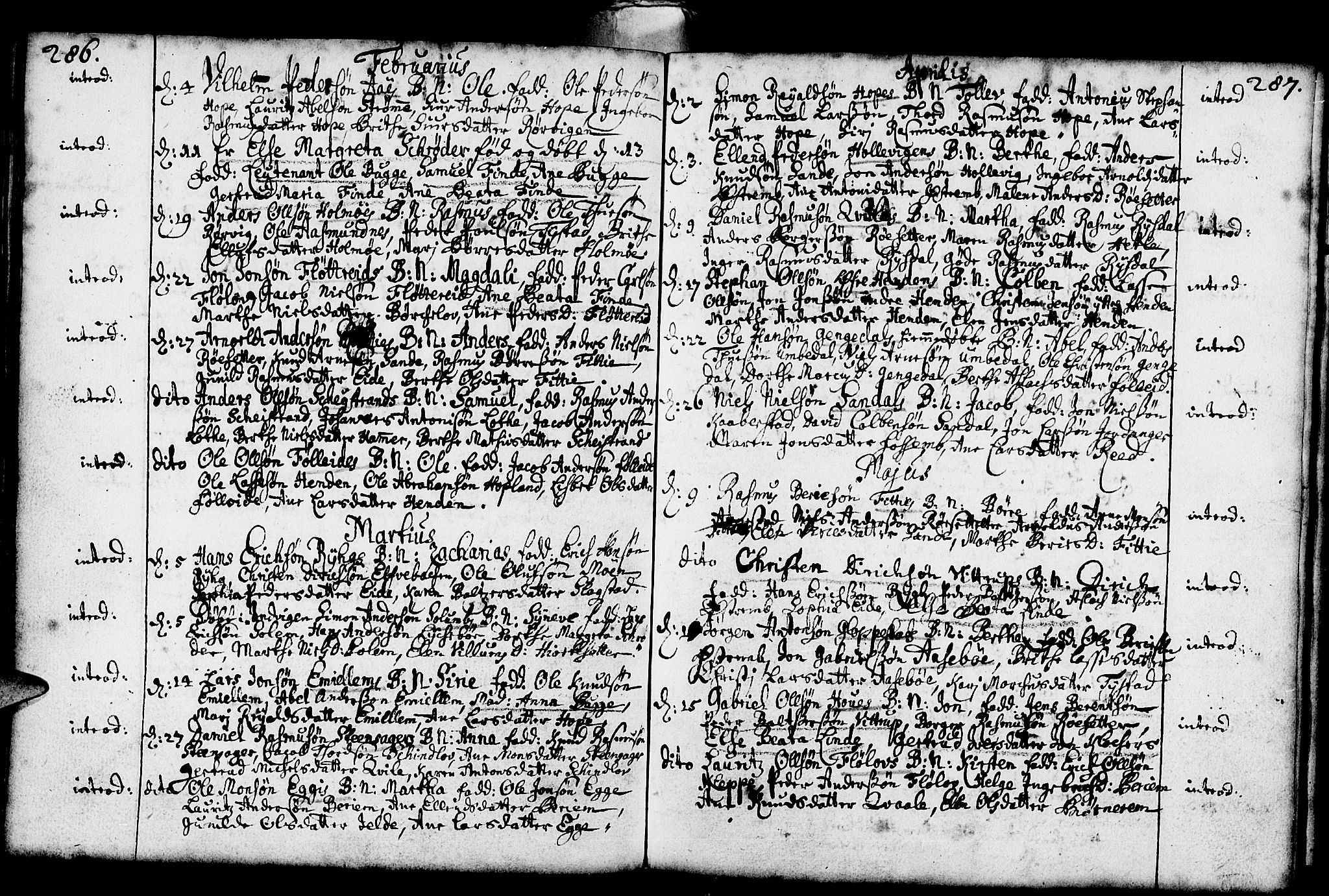 Gloppen sokneprestembete, AV/SAB-A-80101/H/Haa/Haaa/L0001: Parish register (official) no. A 1, 1686-1711, p. 286-287