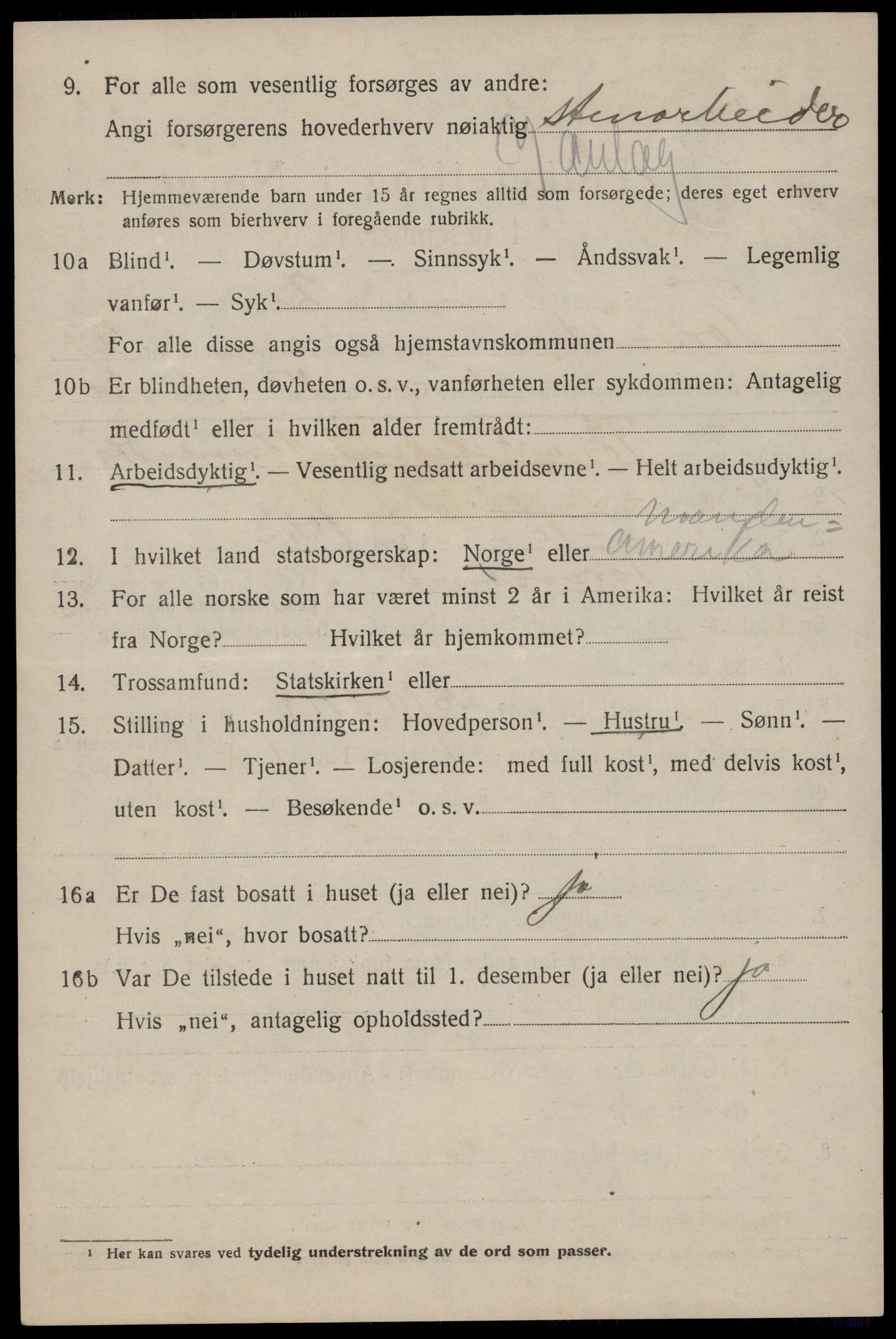 SAST, 1920 census for Torvastad, 1920, p. 2899