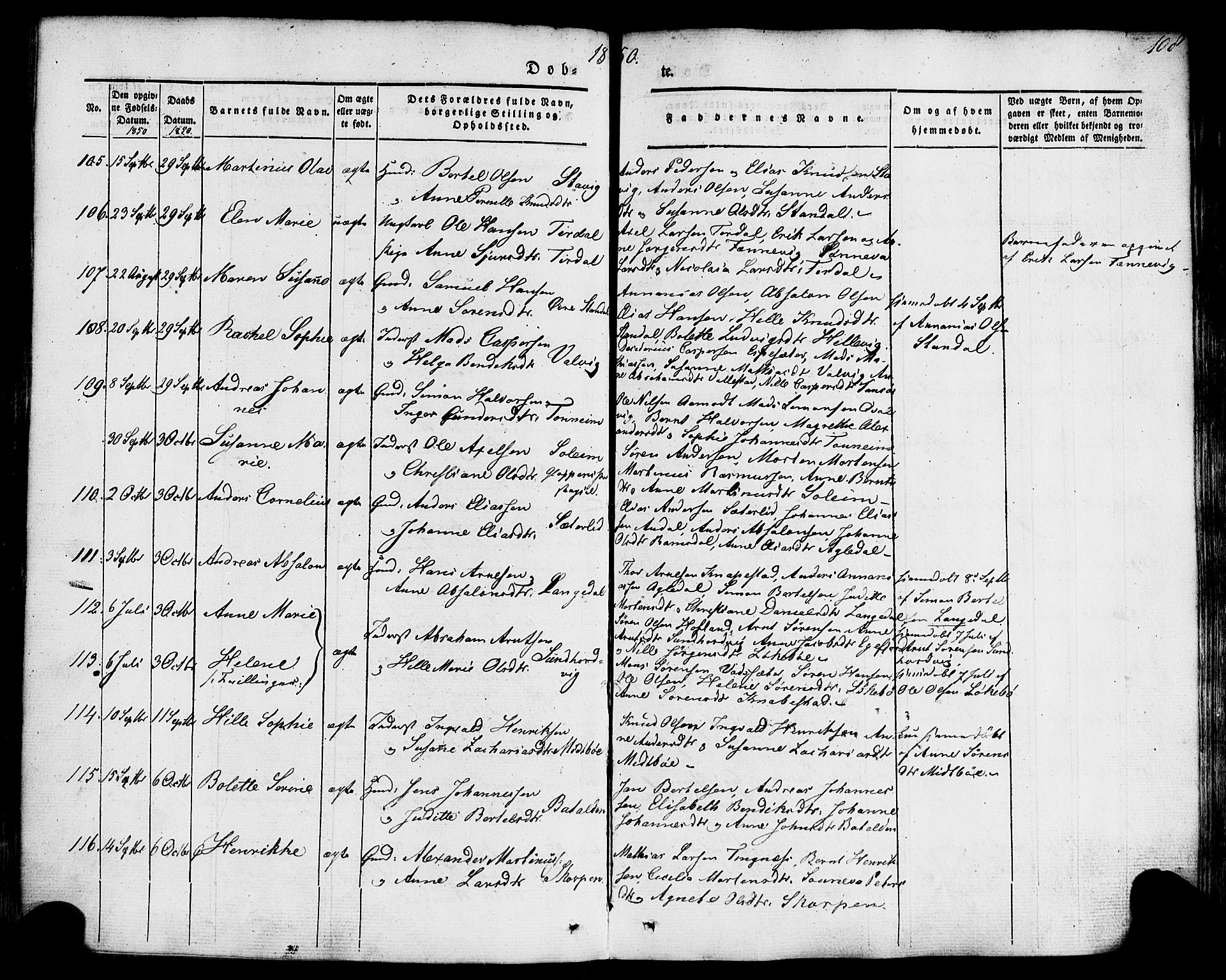 Kinn sokneprestembete, SAB/A-80801/H/Haa/Haaa/L0005: Parish register (official) no. A 5, 1841-1857, p. 108
