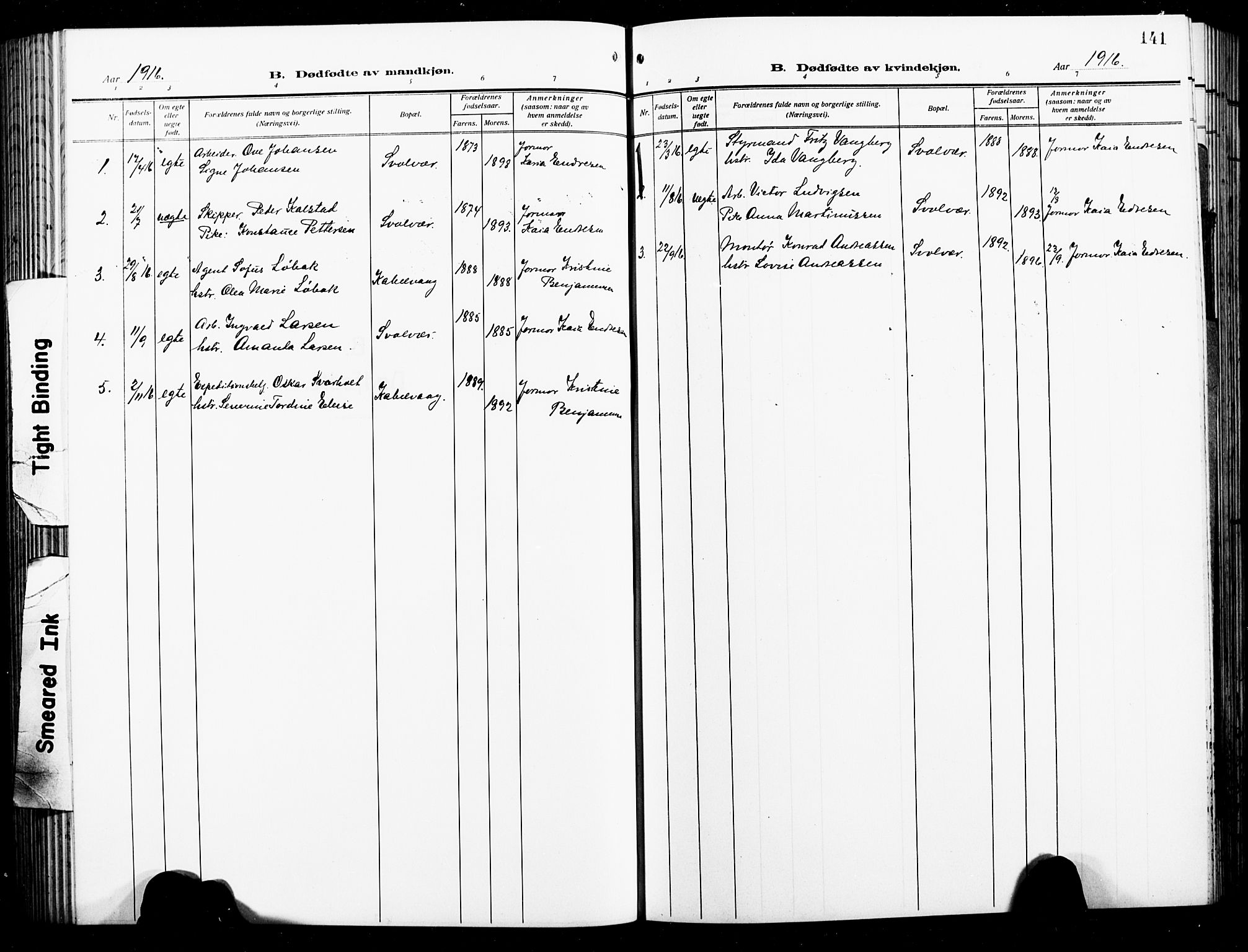 Ministerialprotokoller, klokkerbøker og fødselsregistre - Nordland, AV/SAT-A-1459/874/L1080: Parish register (copy) no. 874C09, 1915-1925, p. 141