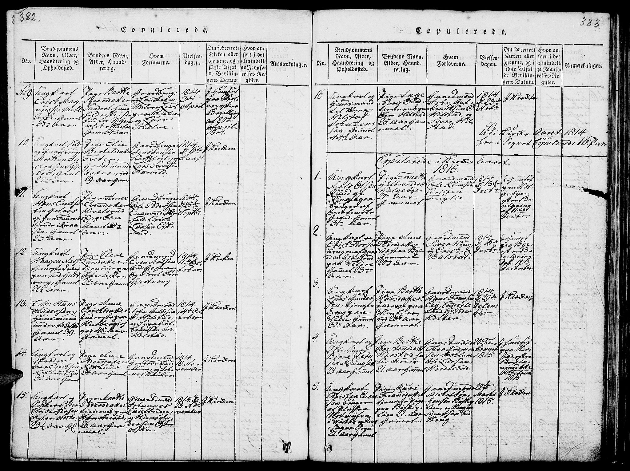Nes prestekontor, Hedmark, AV/SAH-PREST-020/L/La/L0003: Parish register (copy) no. 3, 1814-1831, p. 382-383