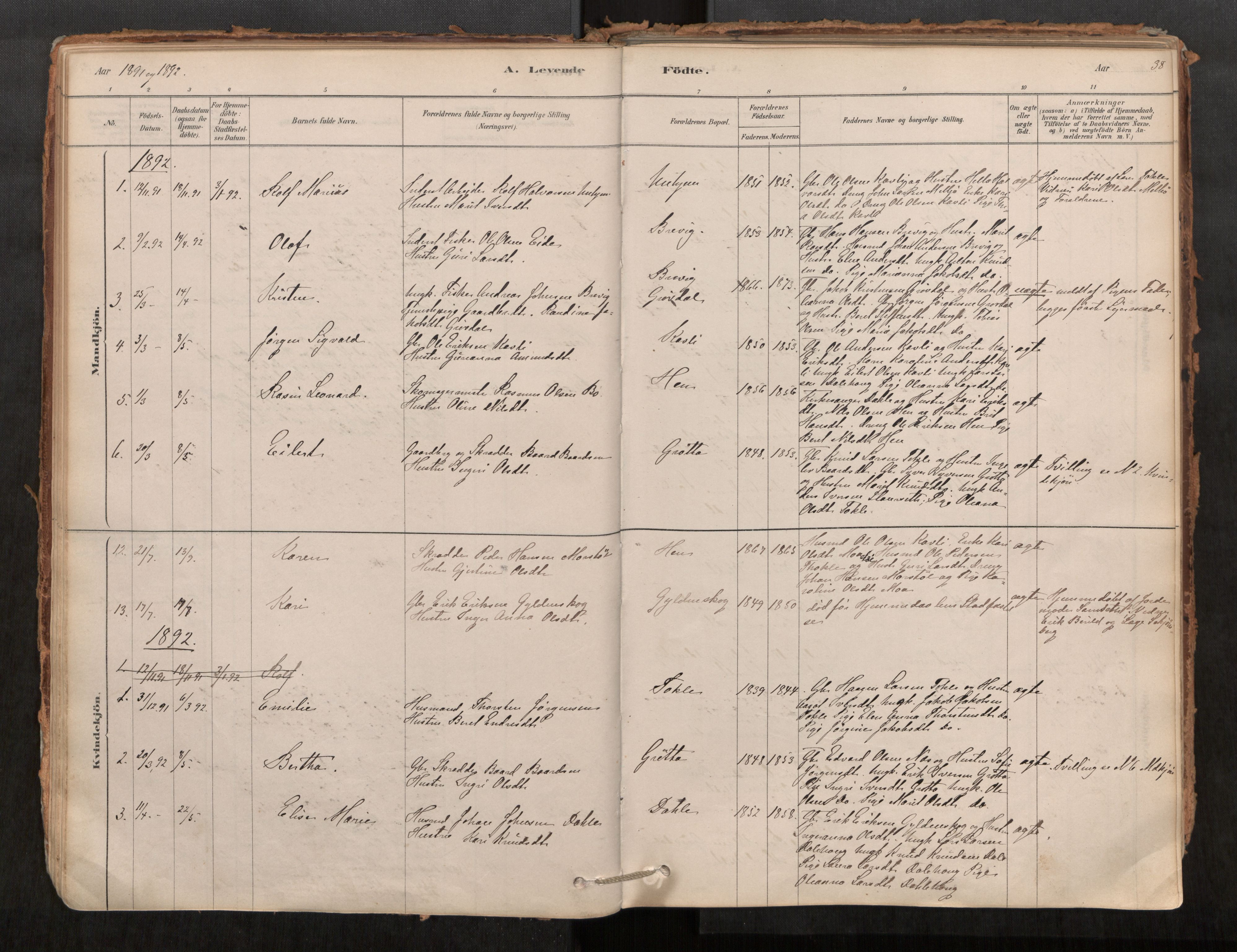 Ministerialprotokoller, klokkerbøker og fødselsregistre - Møre og Romsdal, SAT/A-1454/545/L0594: Parish register (official) no. 545A03, 1878-1920, p. 38