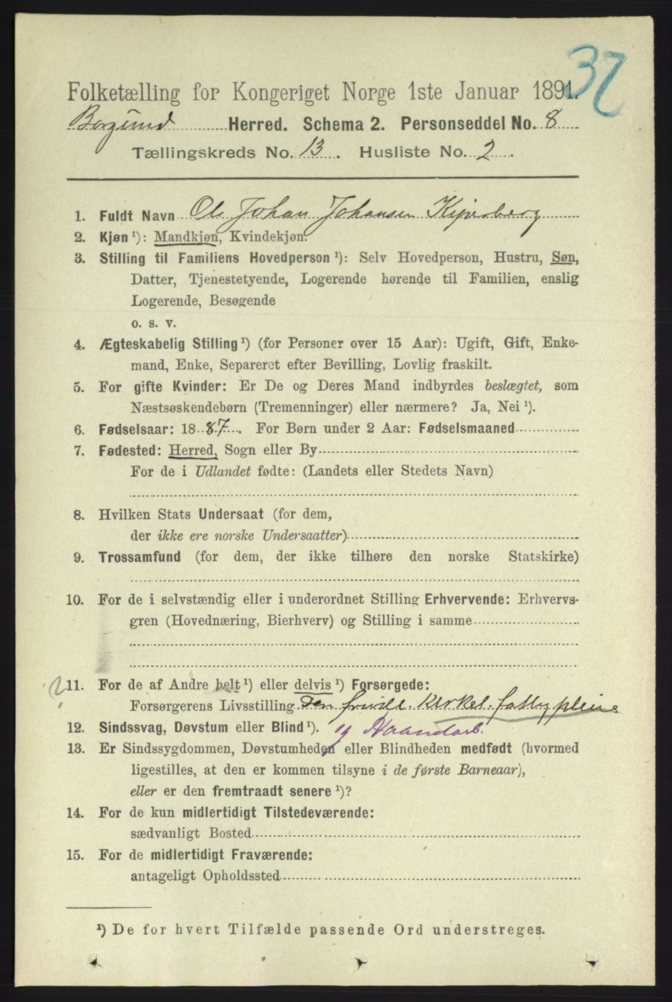 RA, 1891 census for 1531 Borgund, 1891, p. 3560