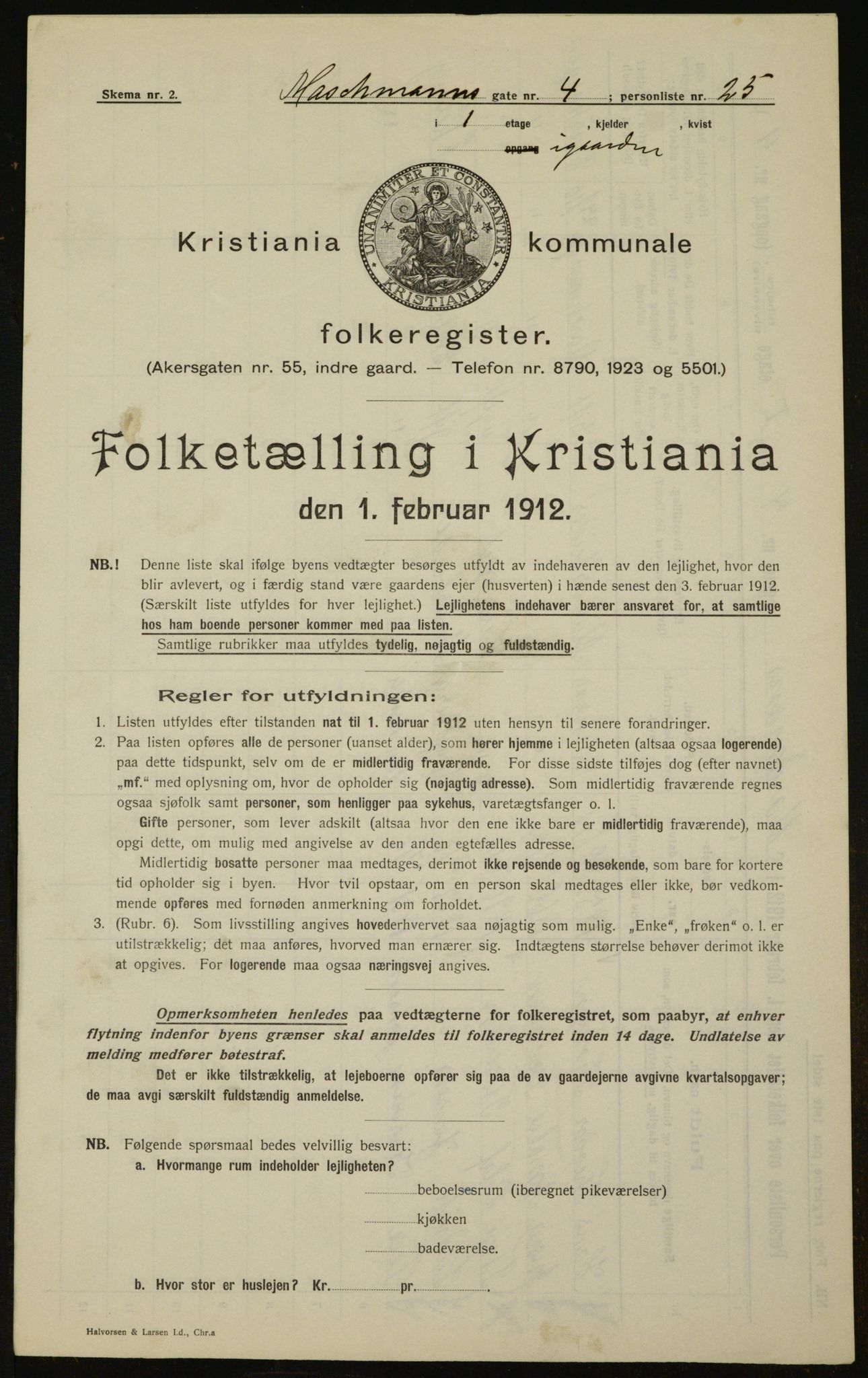 OBA, Municipal Census 1912 for Kristiania, 1912, p. 65245