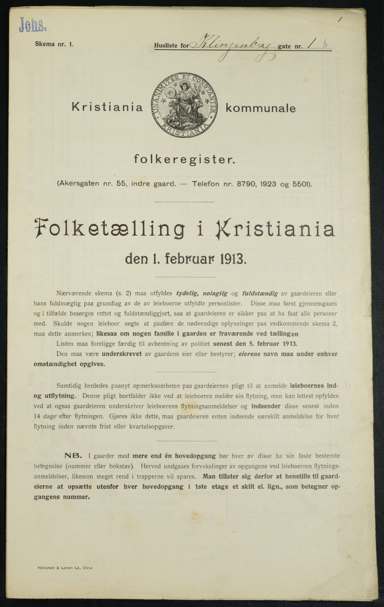 OBA, Municipal Census 1913 for Kristiania, 1913, p. 51574