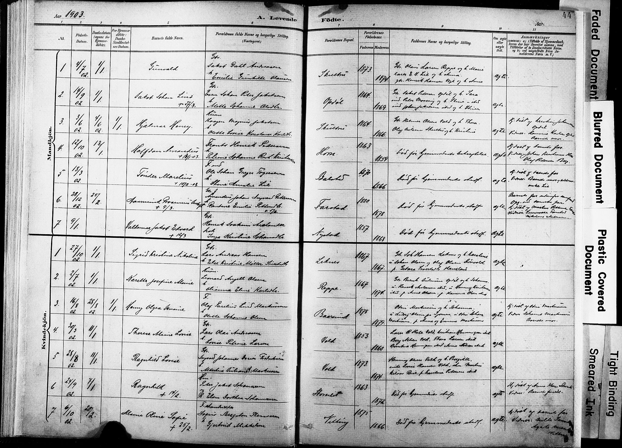 Ministerialprotokoller, klokkerbøker og fødselsregistre - Nordland, AV/SAT-A-1459/881/L1151: Parish register (official) no. 881A04, 1899-1907, p. 44