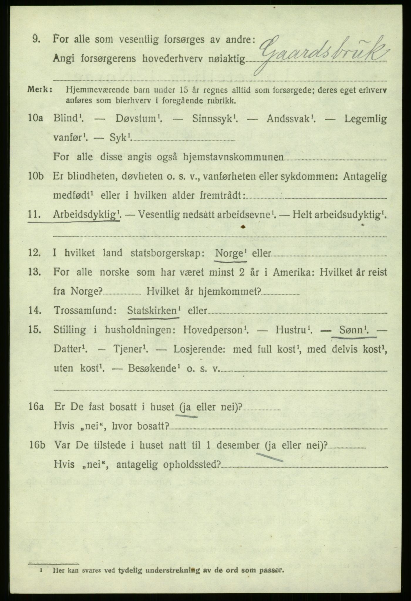 SAB, 1920 census for Gulen, 1920, p. 6688