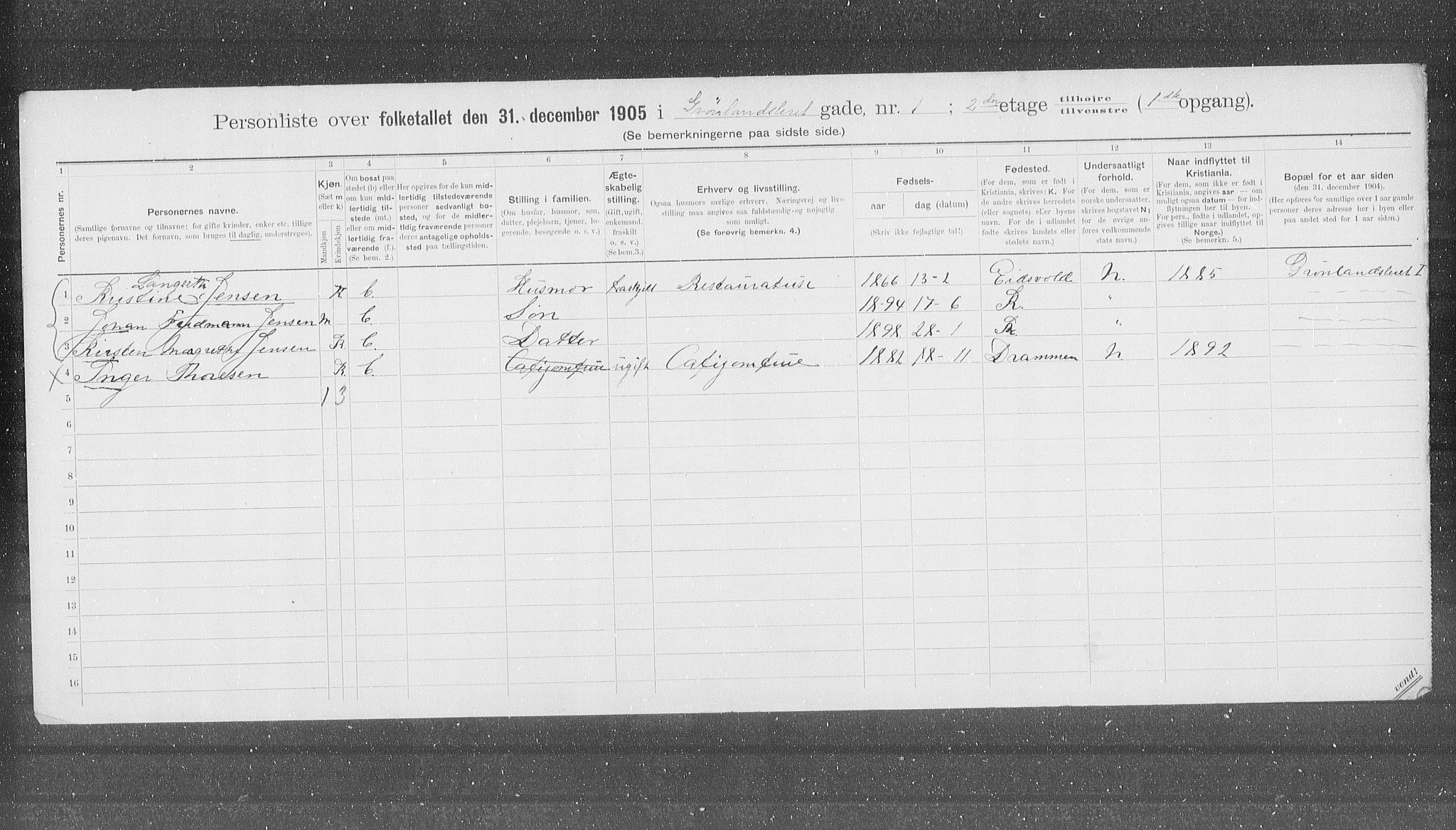 OBA, Municipal Census 1905 for Kristiania, 1905, p. 16474