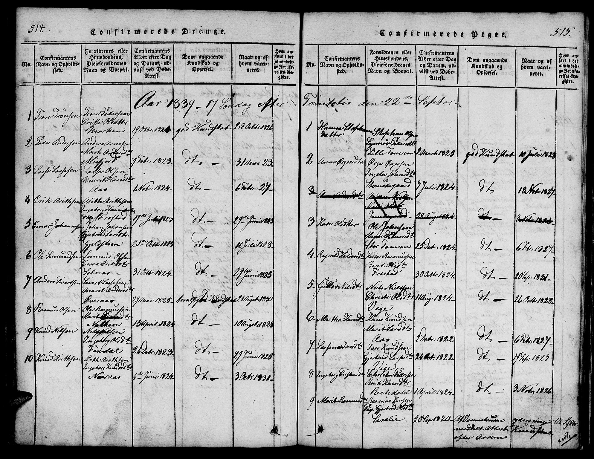 Ministerialprotokoller, klokkerbøker og fødselsregistre - Møre og Romsdal, AV/SAT-A-1454/539/L0528: Parish register (official) no. 539A01, 1818-1847, p. 514-515