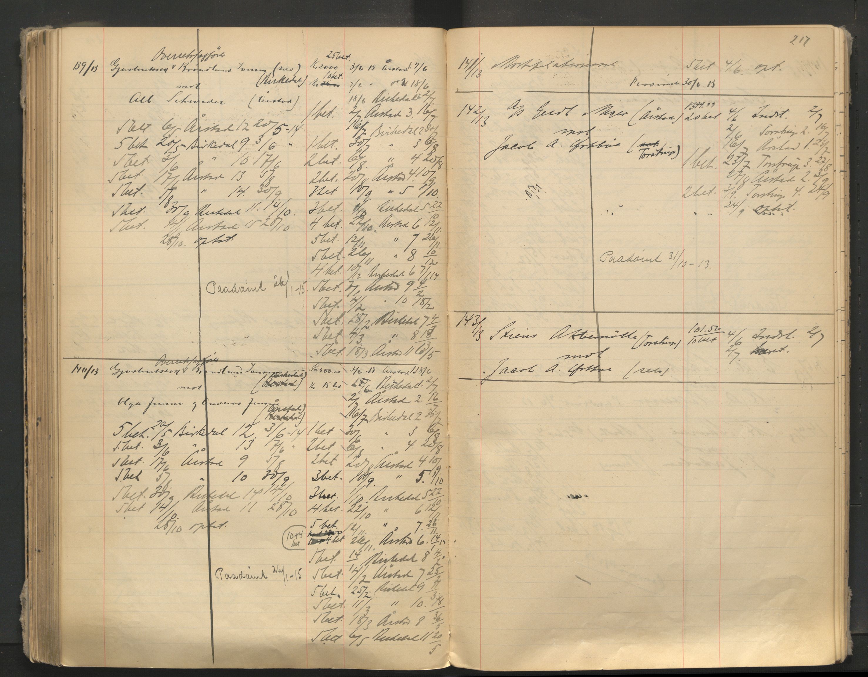 Stavanger byfogd, AV/SAST-A-101408/001/3/32/32A/L0005: Saksliste for Stavanger byting, 1910-1914, p. 216-217