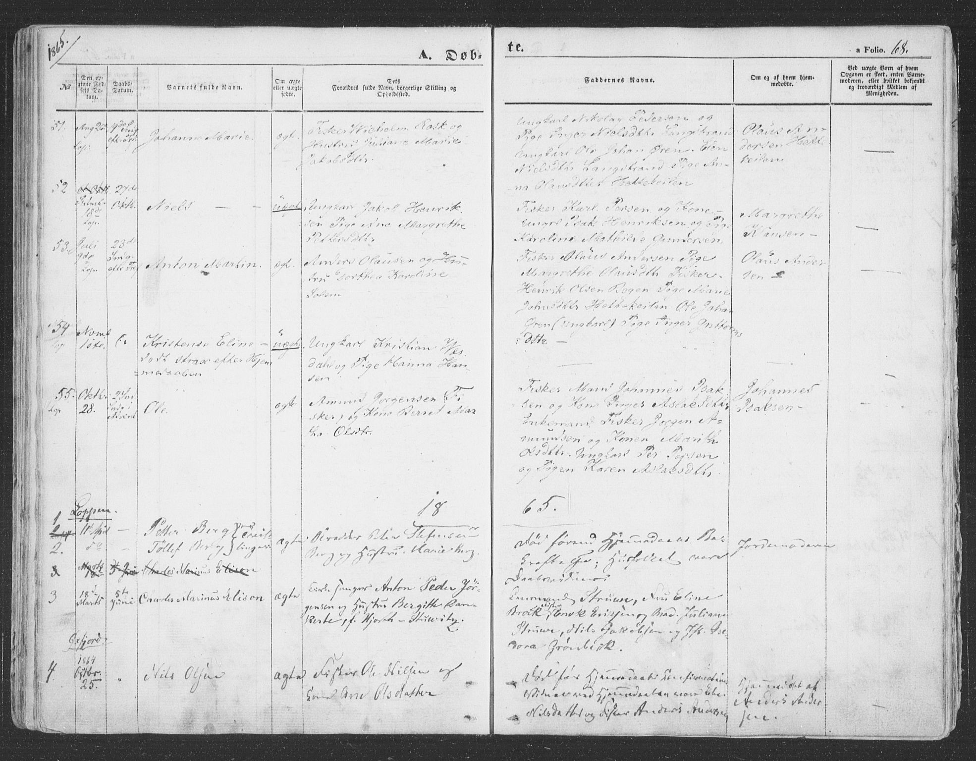 Loppa sokneprestkontor, SATØ/S-1339/H/Ha/L0004kirke: Parish register (official) no. 4, 1849-1868, p. 68