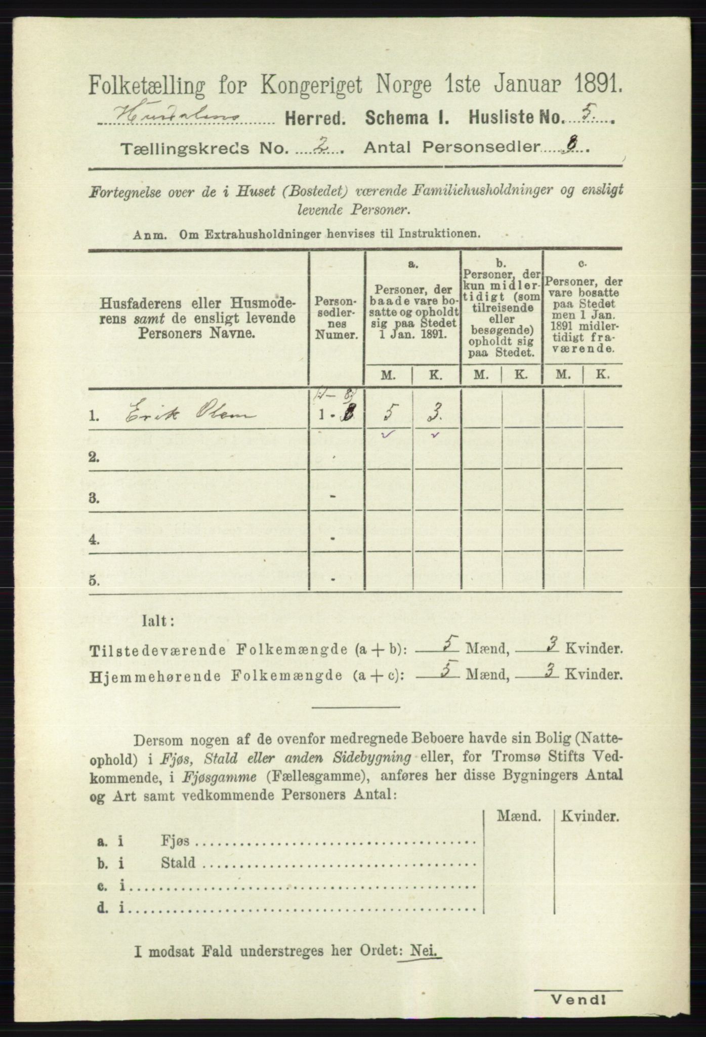 RA, 1891 census for 0239 Hurdal, 1891, p. 447