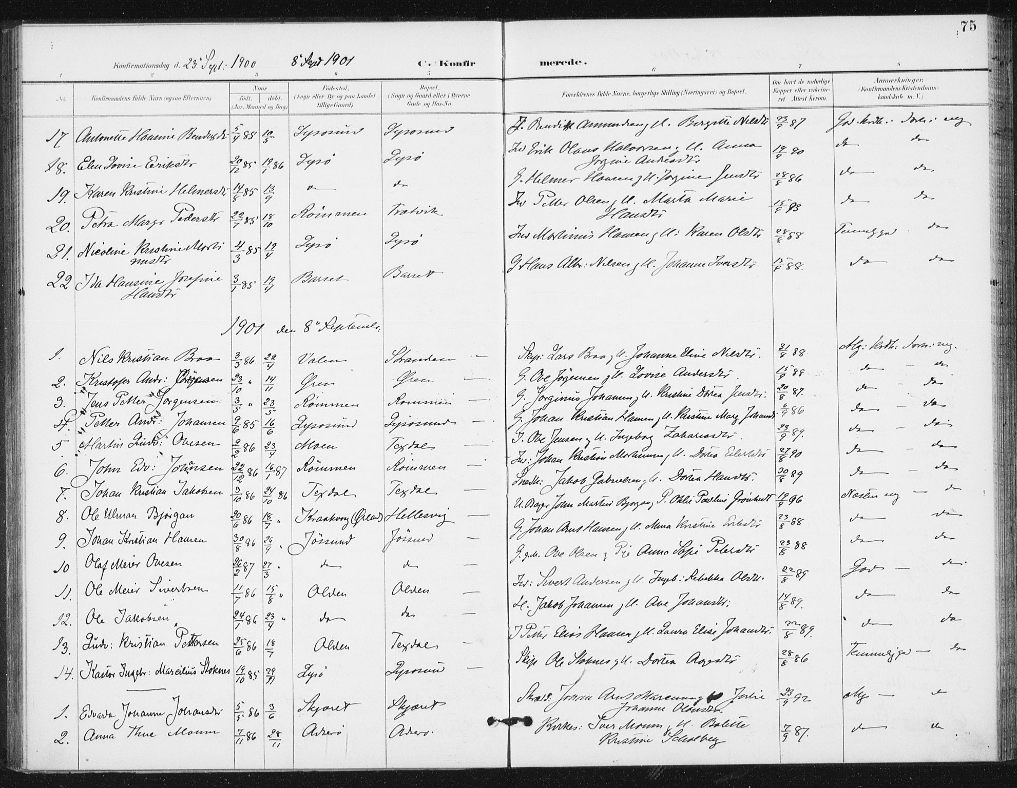 Ministerialprotokoller, klokkerbøker og fødselsregistre - Sør-Trøndelag, SAT/A-1456/654/L0664: Parish register (official) no. 654A02, 1895-1907, p. 75