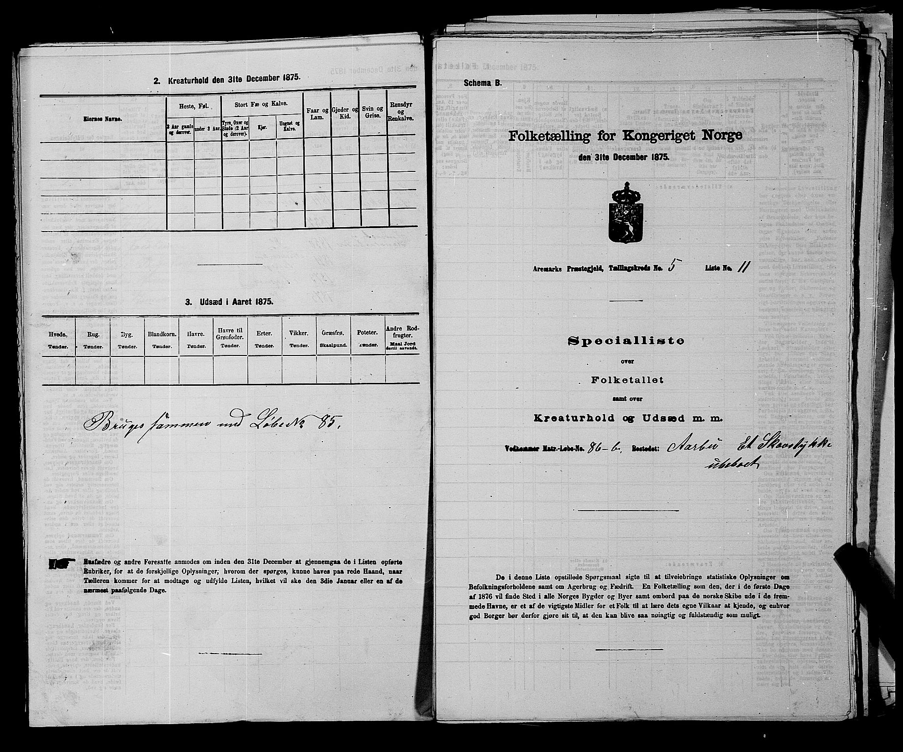 RA, 1875 census for 0118P Aremark, 1875, p. 665