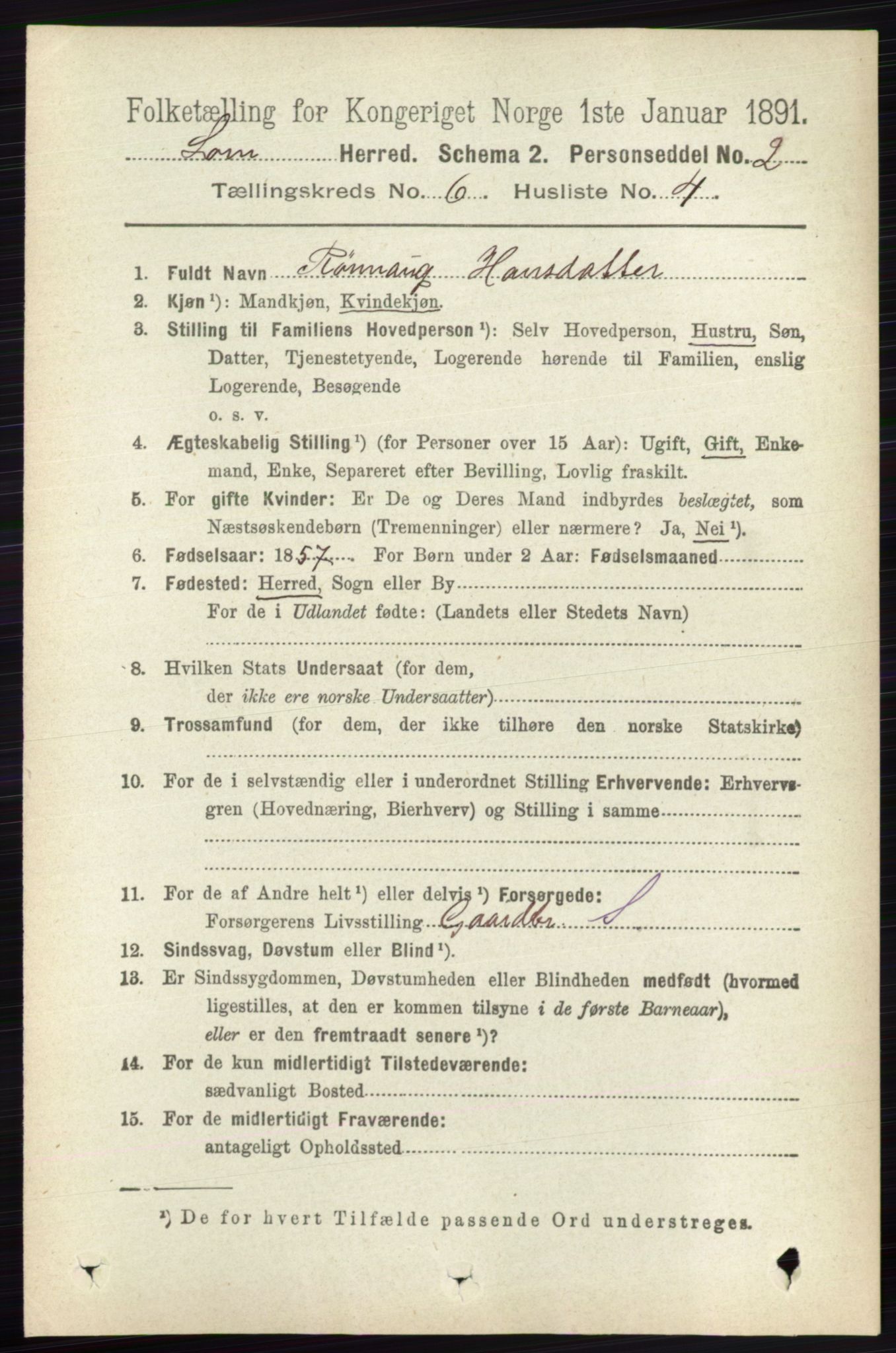 RA, 1891 census for 0514 Lom, 1891, p. 2387