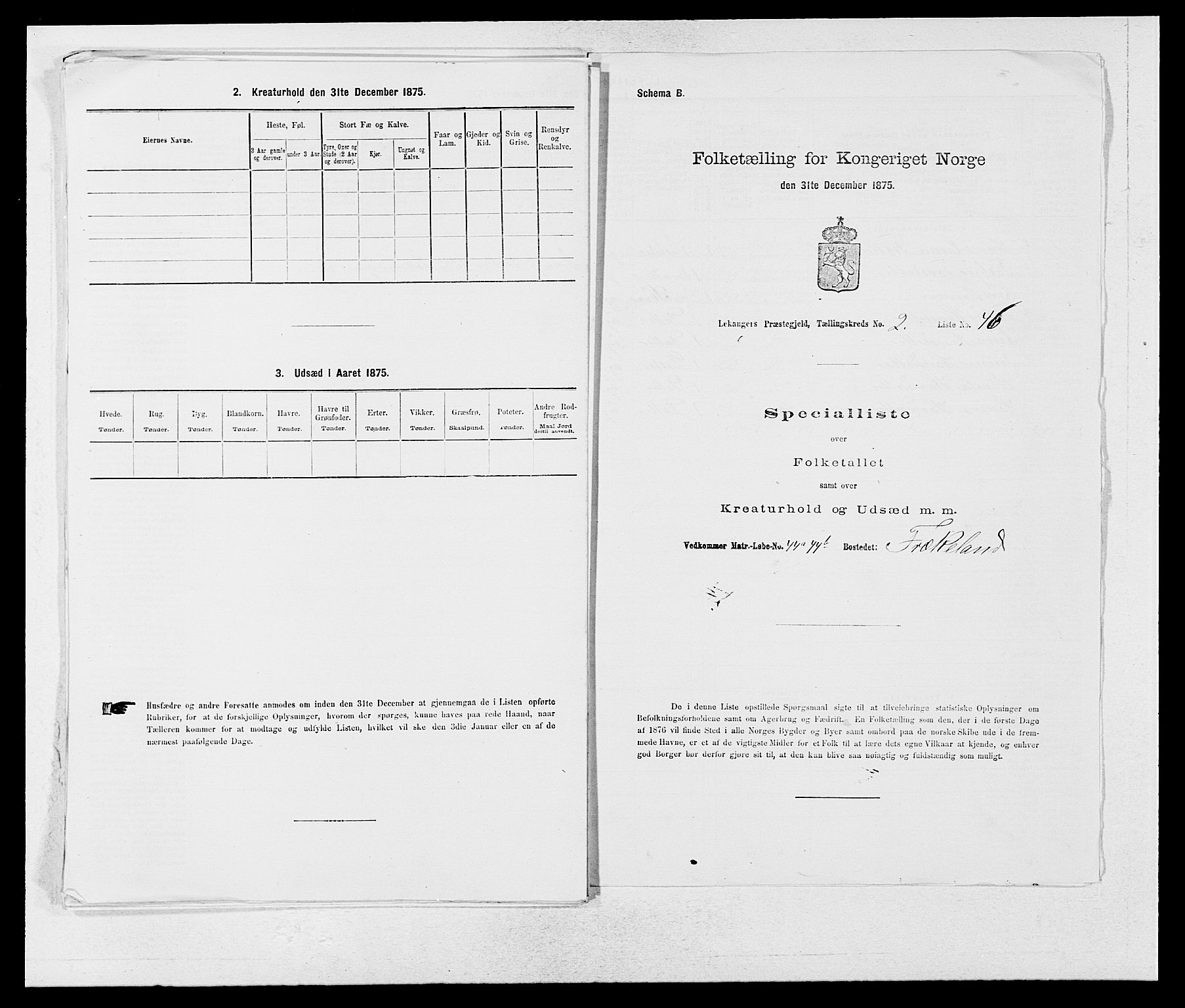 SAB, 1875 census for 1419P Leikanger, 1875, p. 193