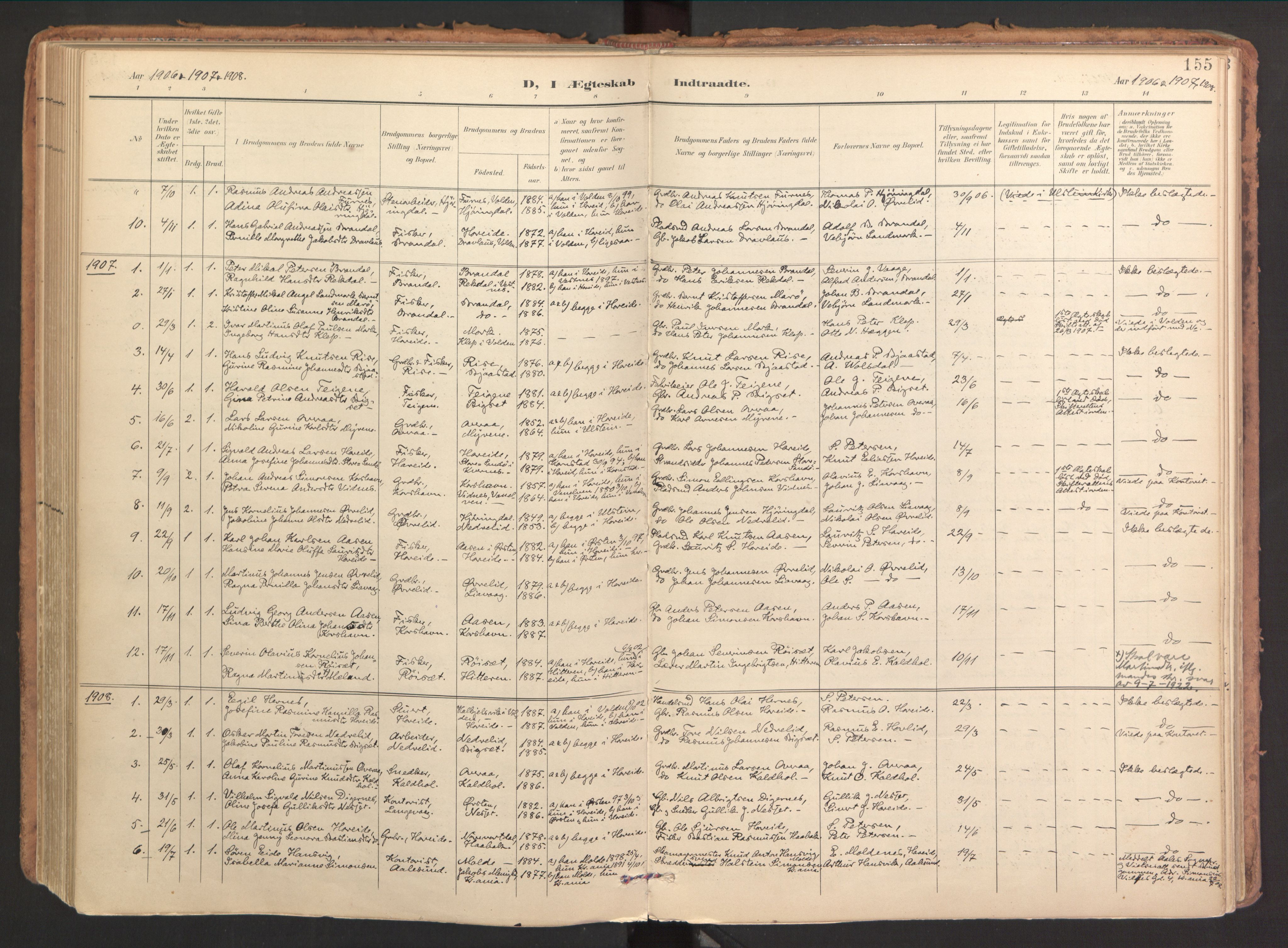 Ministerialprotokoller, klokkerbøker og fødselsregistre - Møre og Romsdal, SAT/A-1454/510/L0123: Parish register (official) no. 510A03, 1898-1922, p. 155