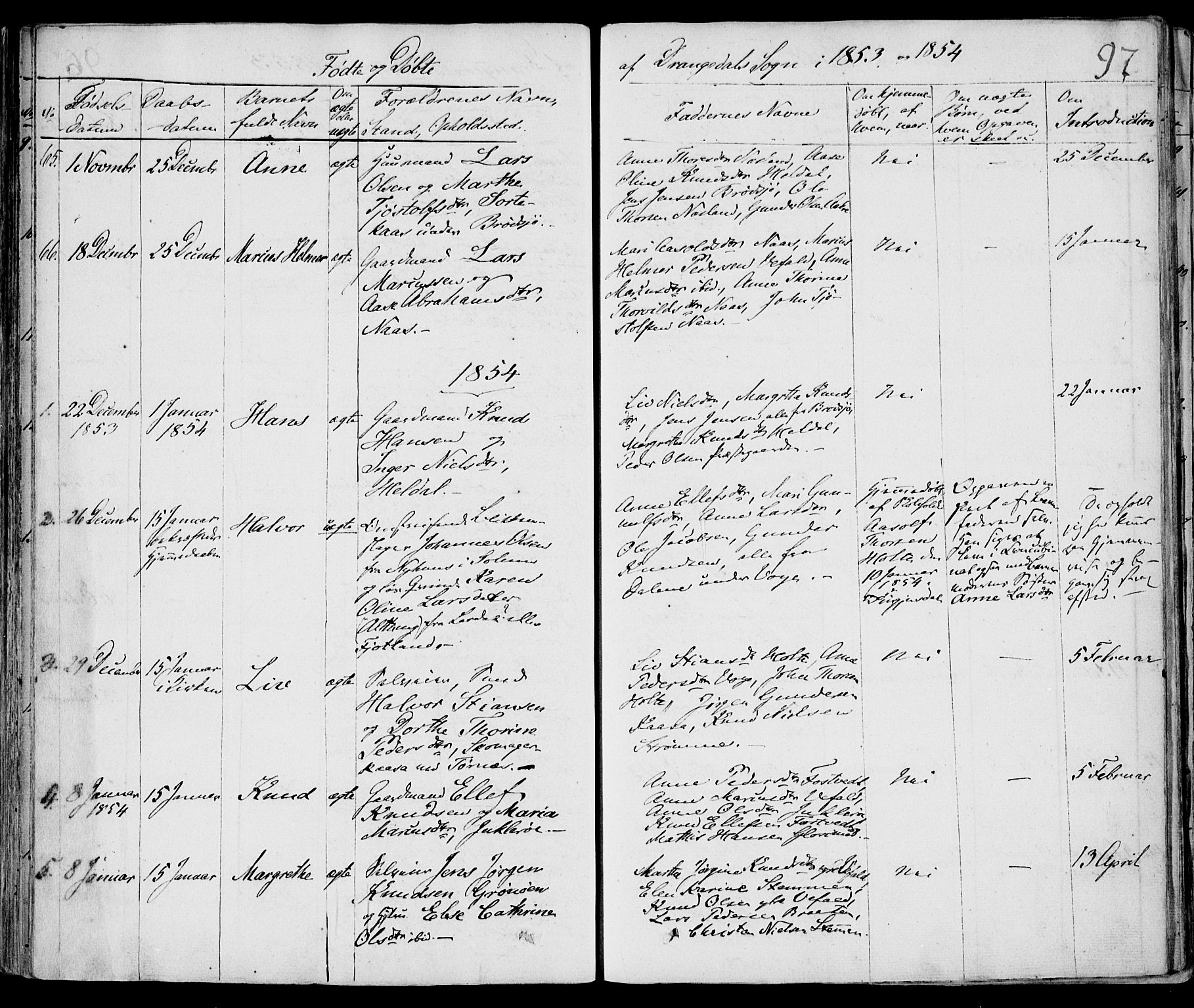 Drangedal kirkebøker, SAKO/A-258/F/Fa/L0007a: Parish register (official) no. 7a, 1837-1856, p. 97