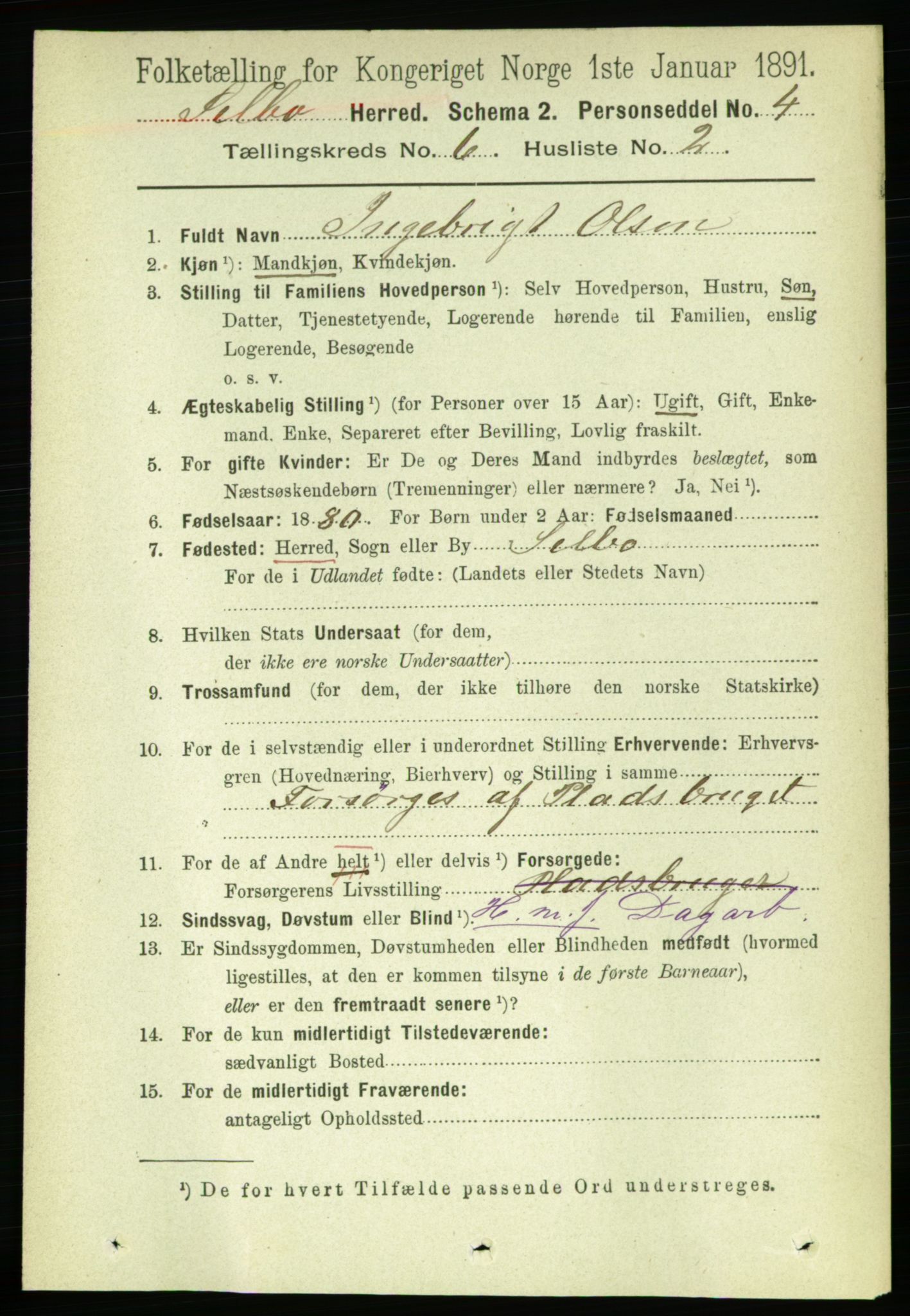 RA, 1891 census for 1664 Selbu, 1891, p. 2136