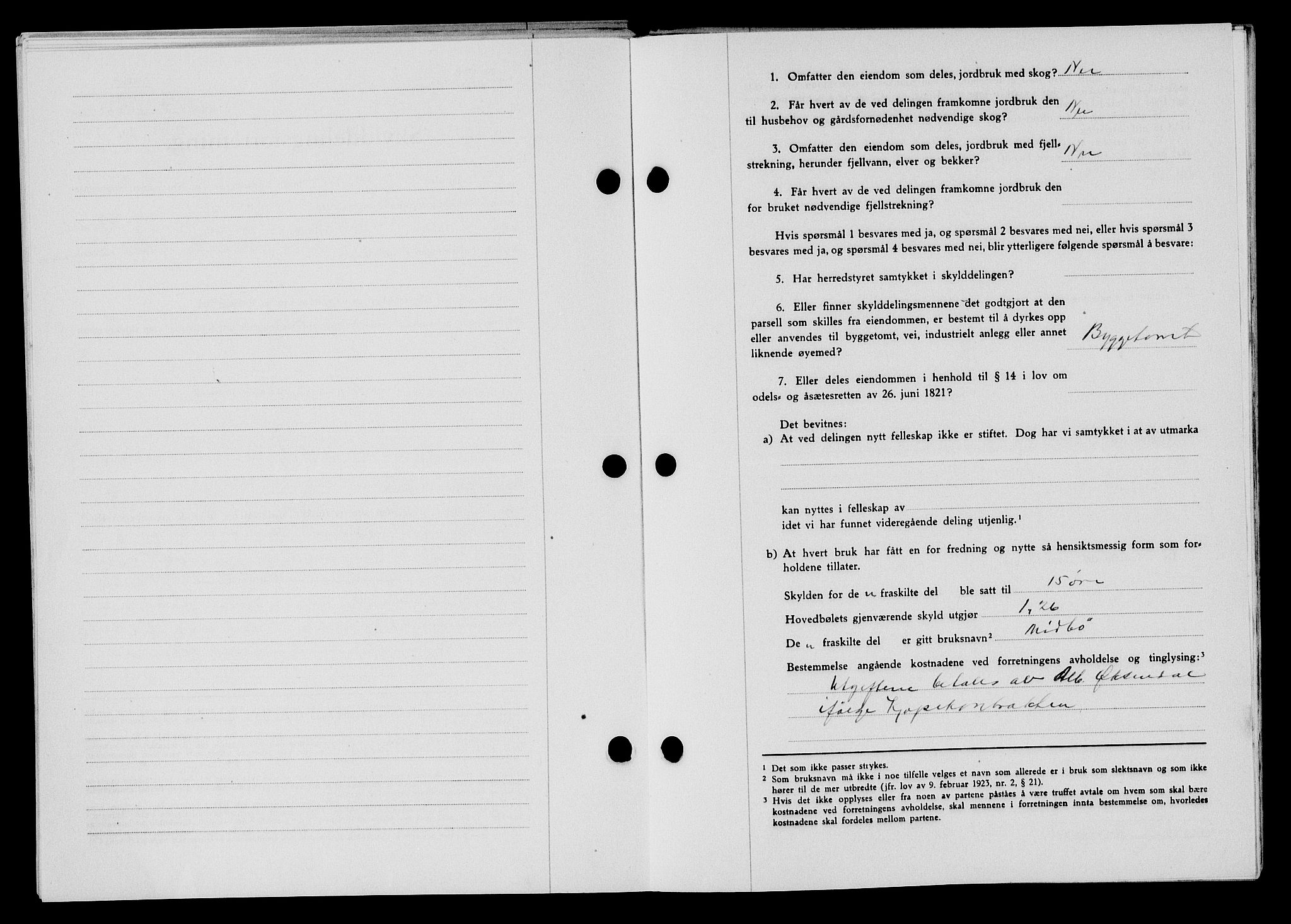Flekkefjord sorenskriveri, SAK/1221-0001/G/Gb/Gba/L0059: Mortgage book no. A-7, 1944-1945, Diary no: : 524/1944