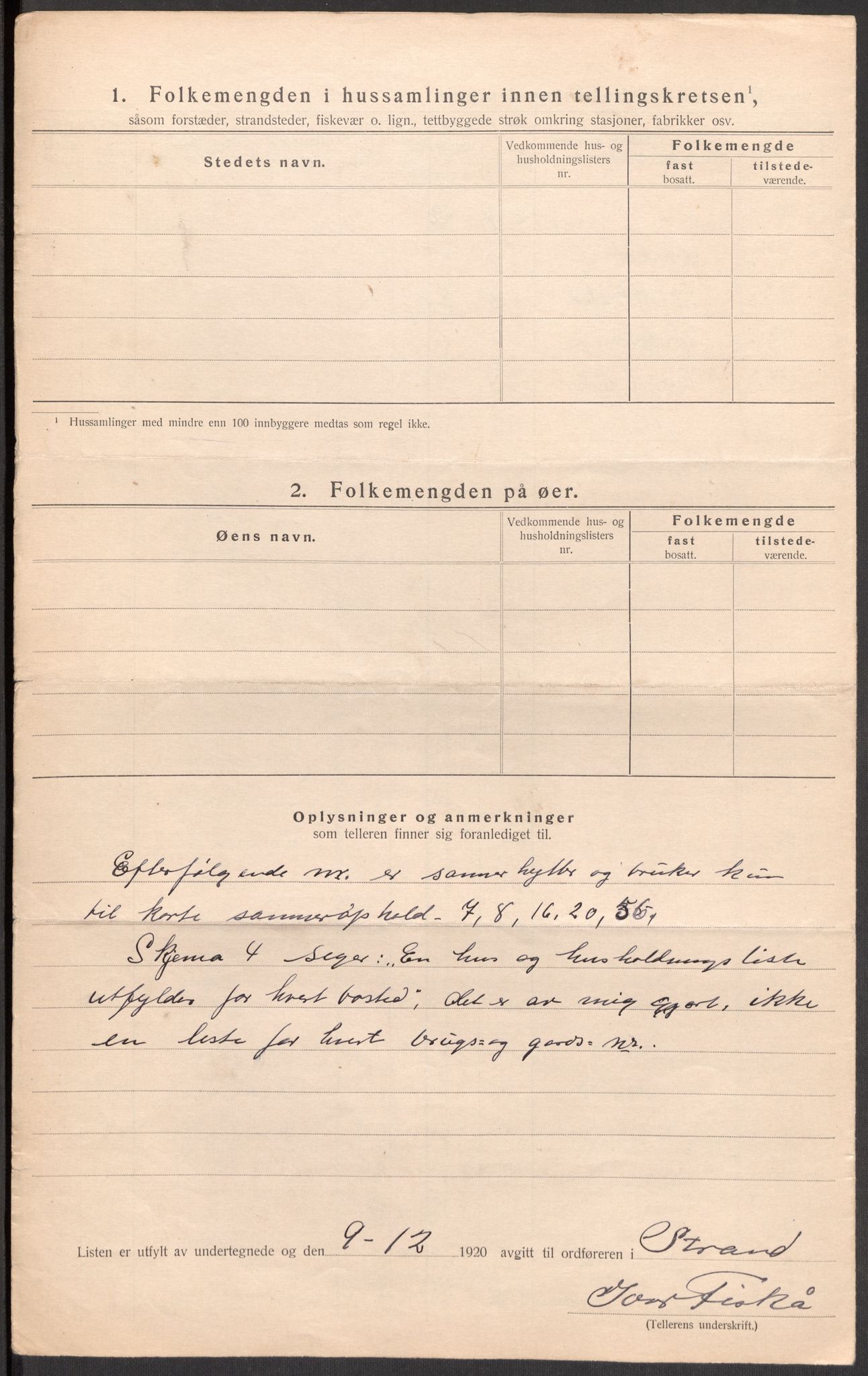 SAST, 1920 census for Strand, 1920, p. 14