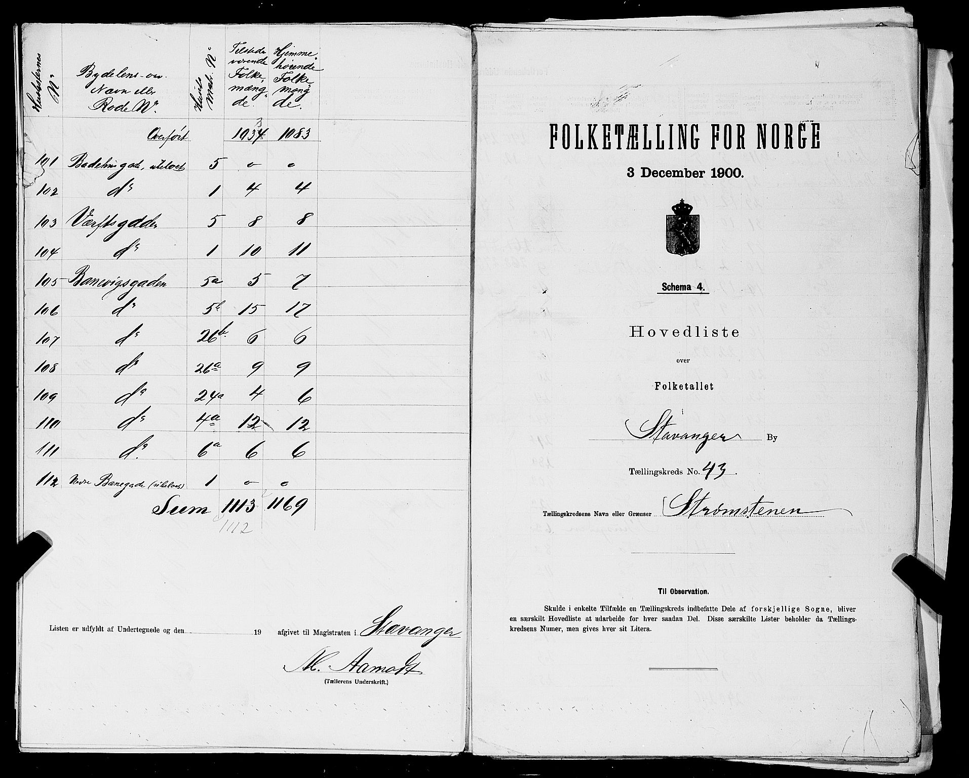 SAST, 1900 census for Stavanger, 1900, p. 213