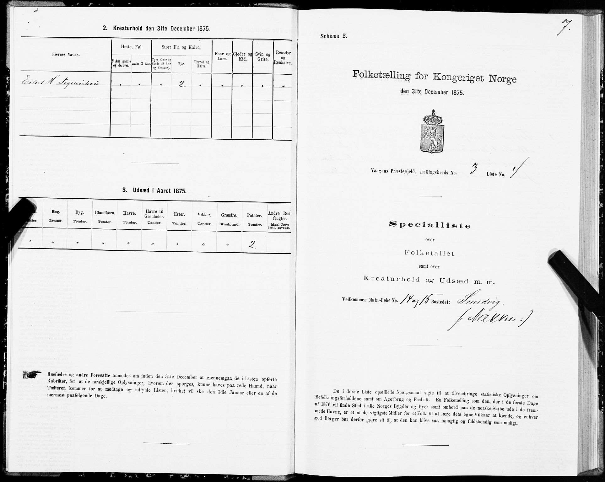 SAT, 1875 census for 1865P Vågan, 1875, p. 2007