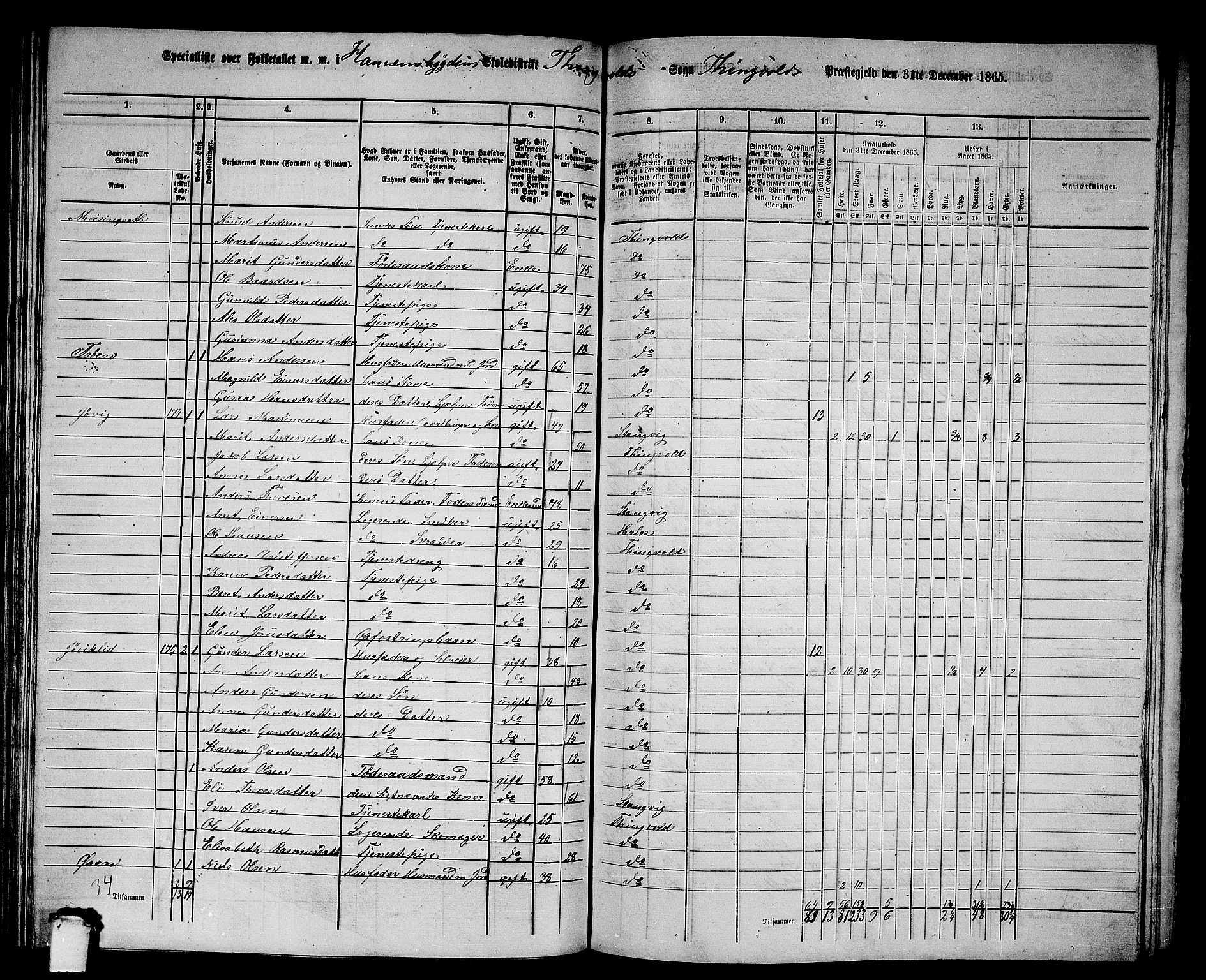 RA, 1865 census for Tingvoll, 1865, p. 100