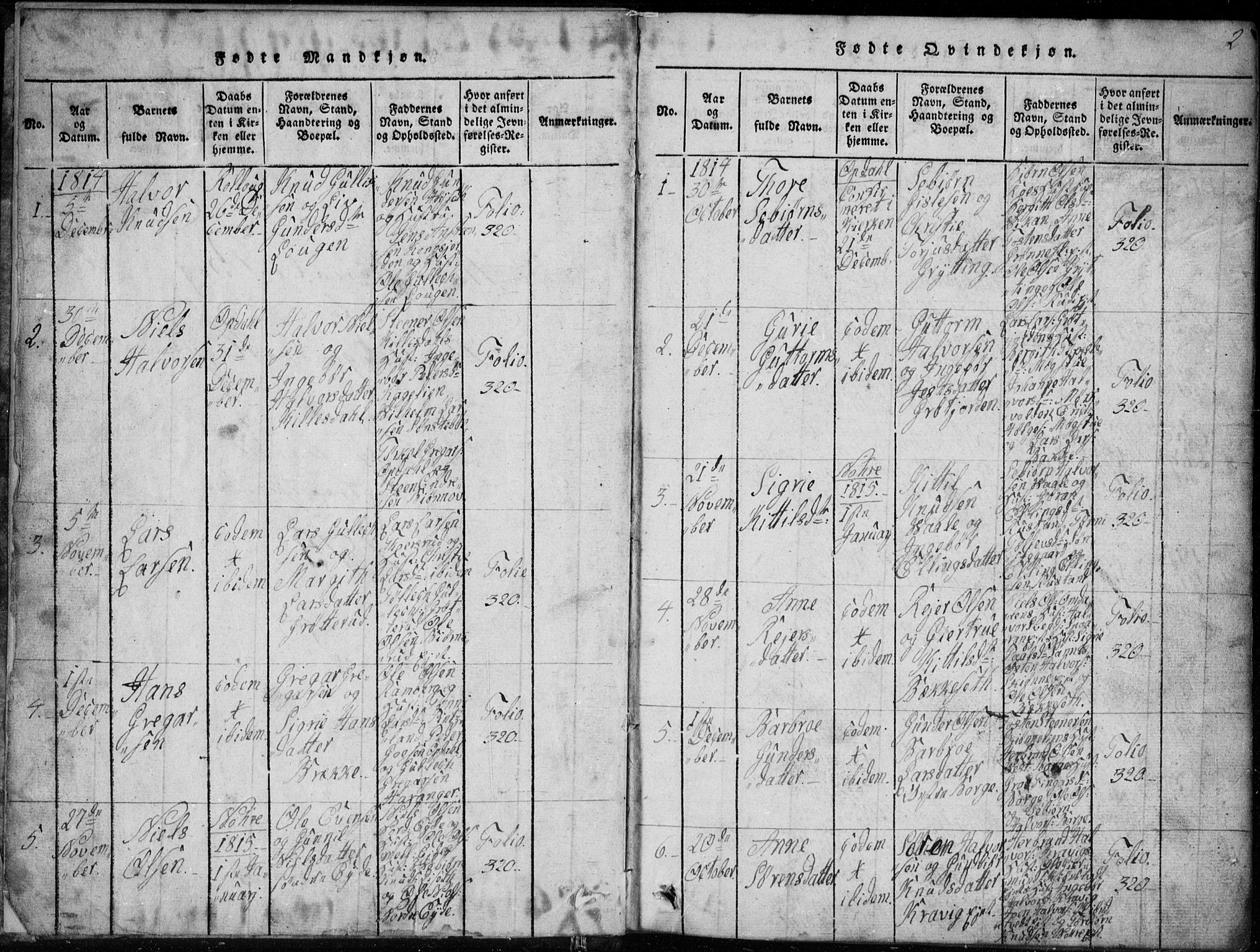 Rollag kirkebøker, SAKO/A-240/G/Ga/L0001: Parish register (copy) no. I 1, 1814-1831, p. 2
