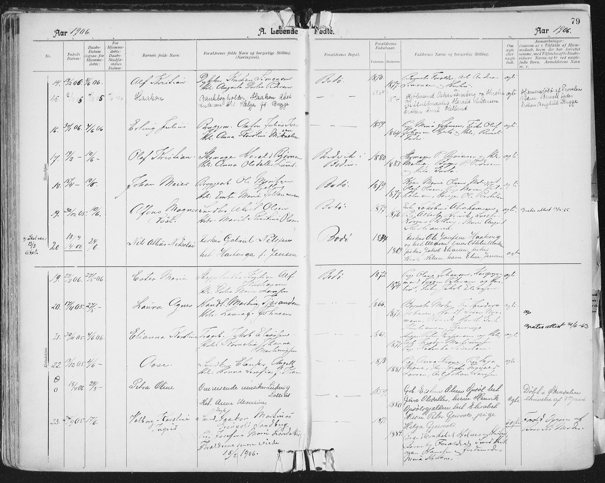Ministerialprotokoller, klokkerbøker og fødselsregistre - Nordland, AV/SAT-A-1459/801/L0011: Parish register (official) no. 801A11, 1900-1916, p. 79