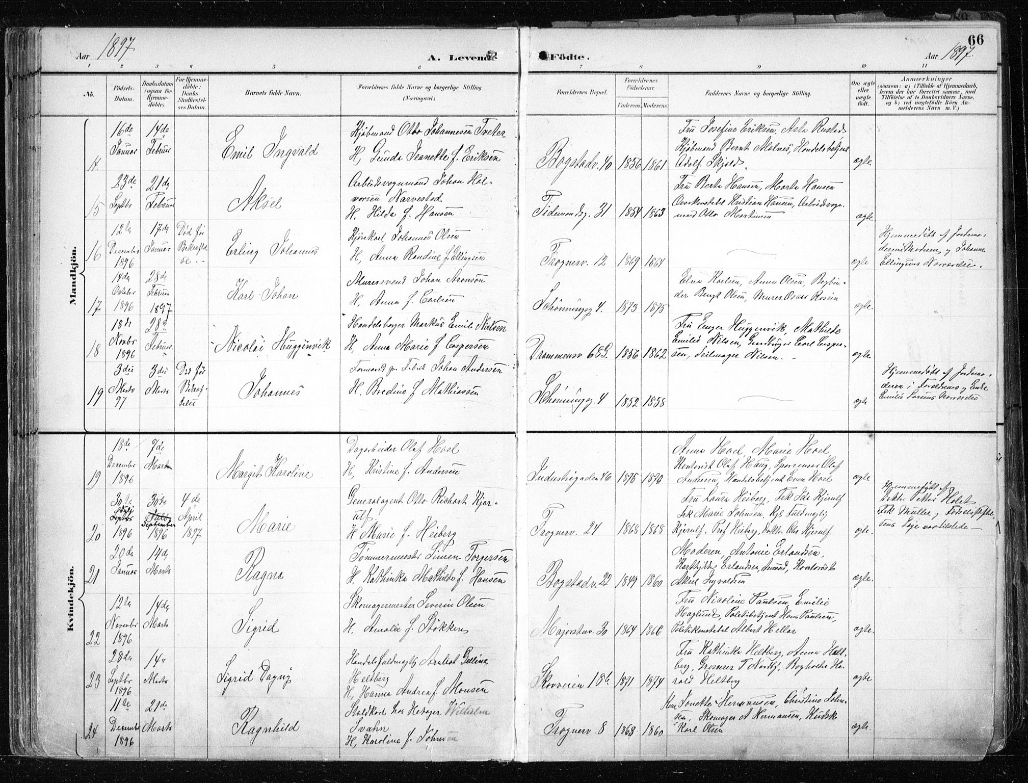 Uranienborg prestekontor Kirkebøker, AV/SAO-A-10877/F/Fa/L0005: Parish register (official) no. 5, 1895-1907, p. 66