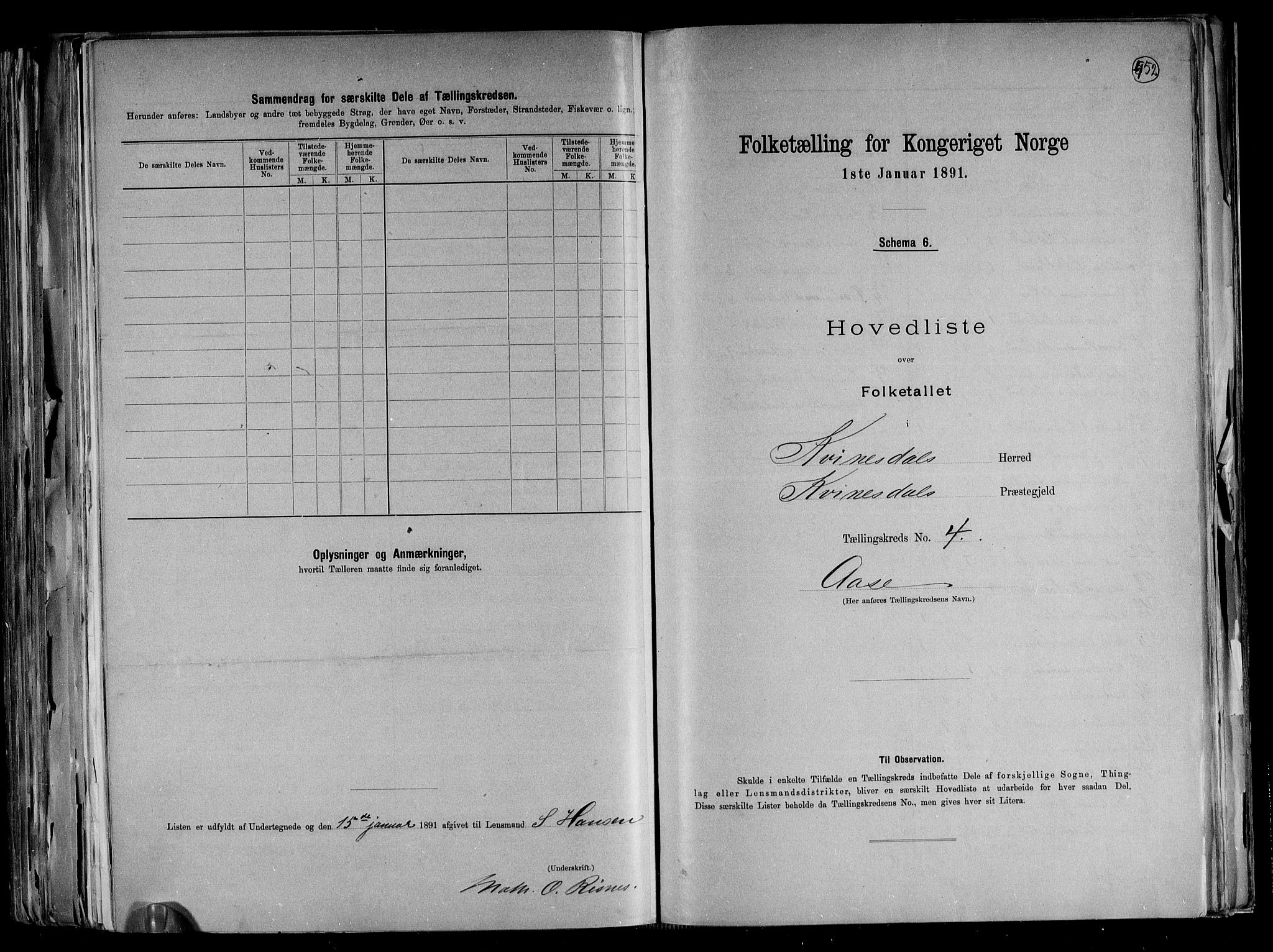 RA, 1891 census for 1037 Kvinesdal, 1891, p. 14