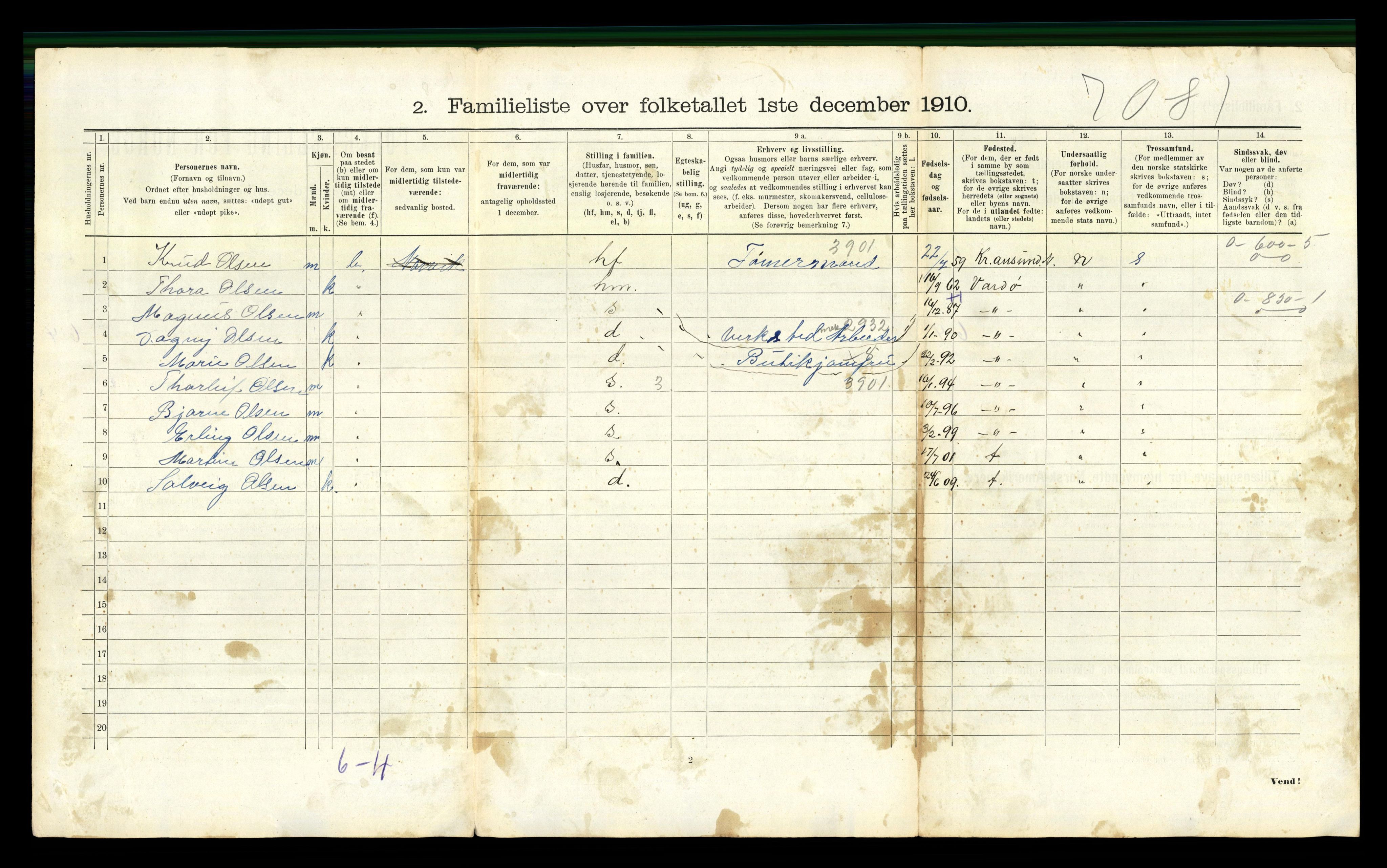 RA, 1910 census for Narvik, 1910, p. 1930