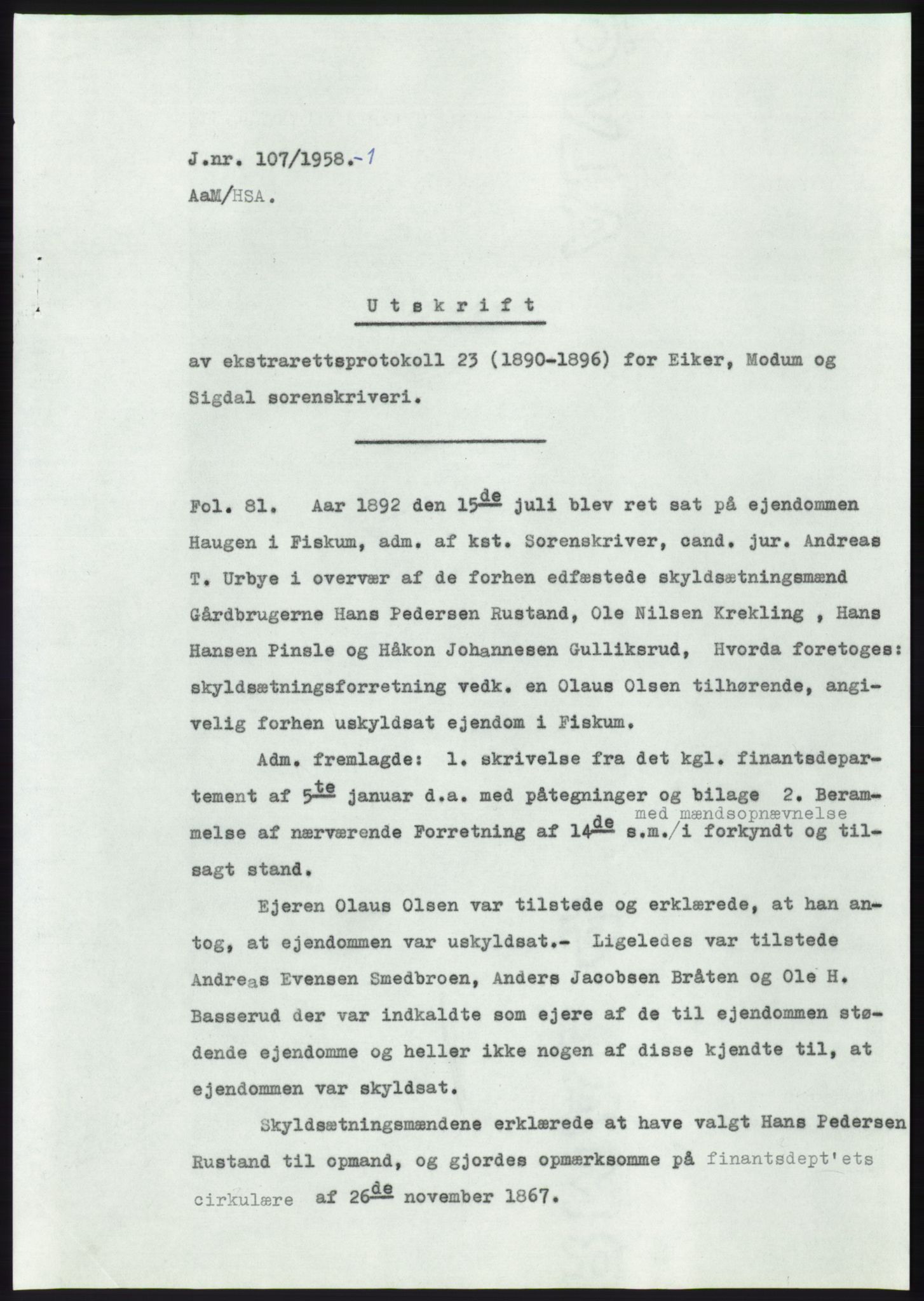 Statsarkivet i Kongsberg, SAKO/A-0001, 1957-1958, p. 310
