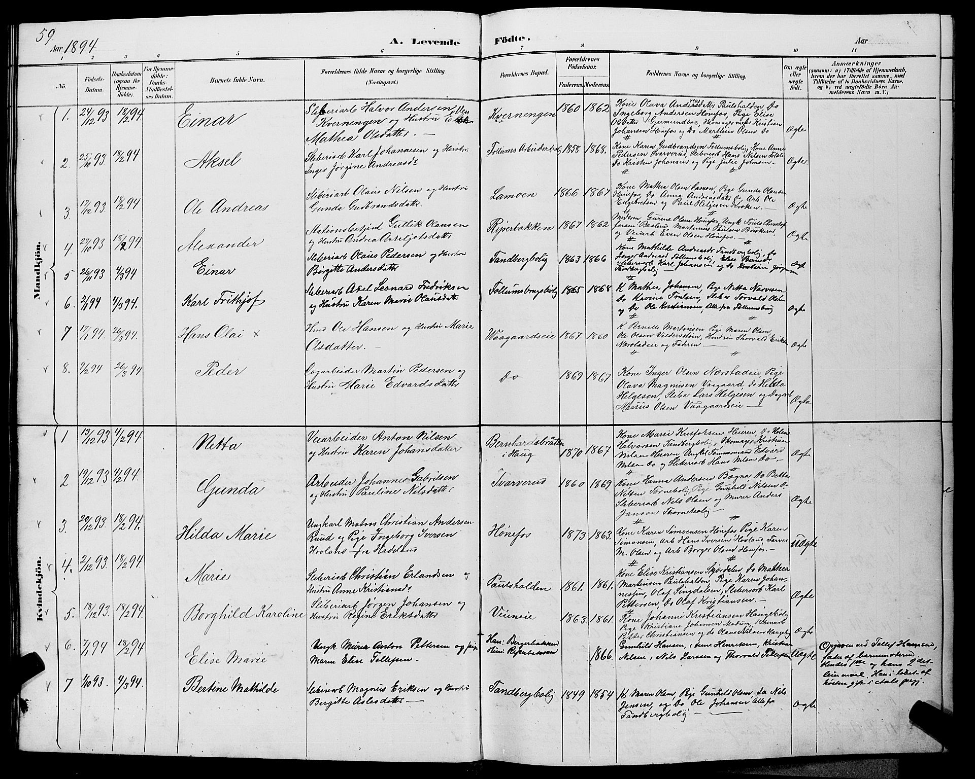 Hønefoss kirkebøker, SAKO/A-609/G/Ga/L0002: Parish register (copy) no. 2, 1888-1904, p. 59