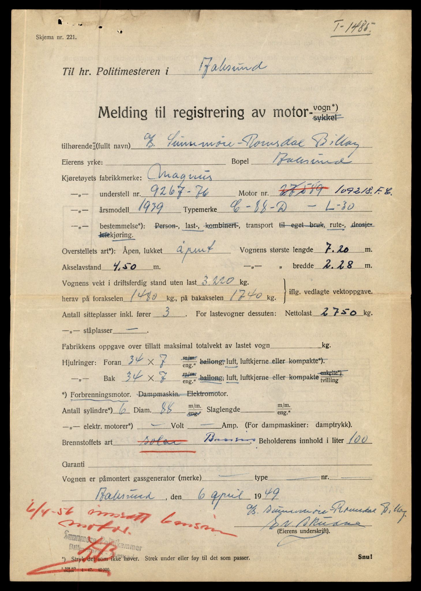 Møre og Romsdal vegkontor - Ålesund trafikkstasjon, AV/SAT-A-4099/F/Fe/L0010: Registreringskort for kjøretøy T 1050 - T 1169, 1927-1998, p. 1644